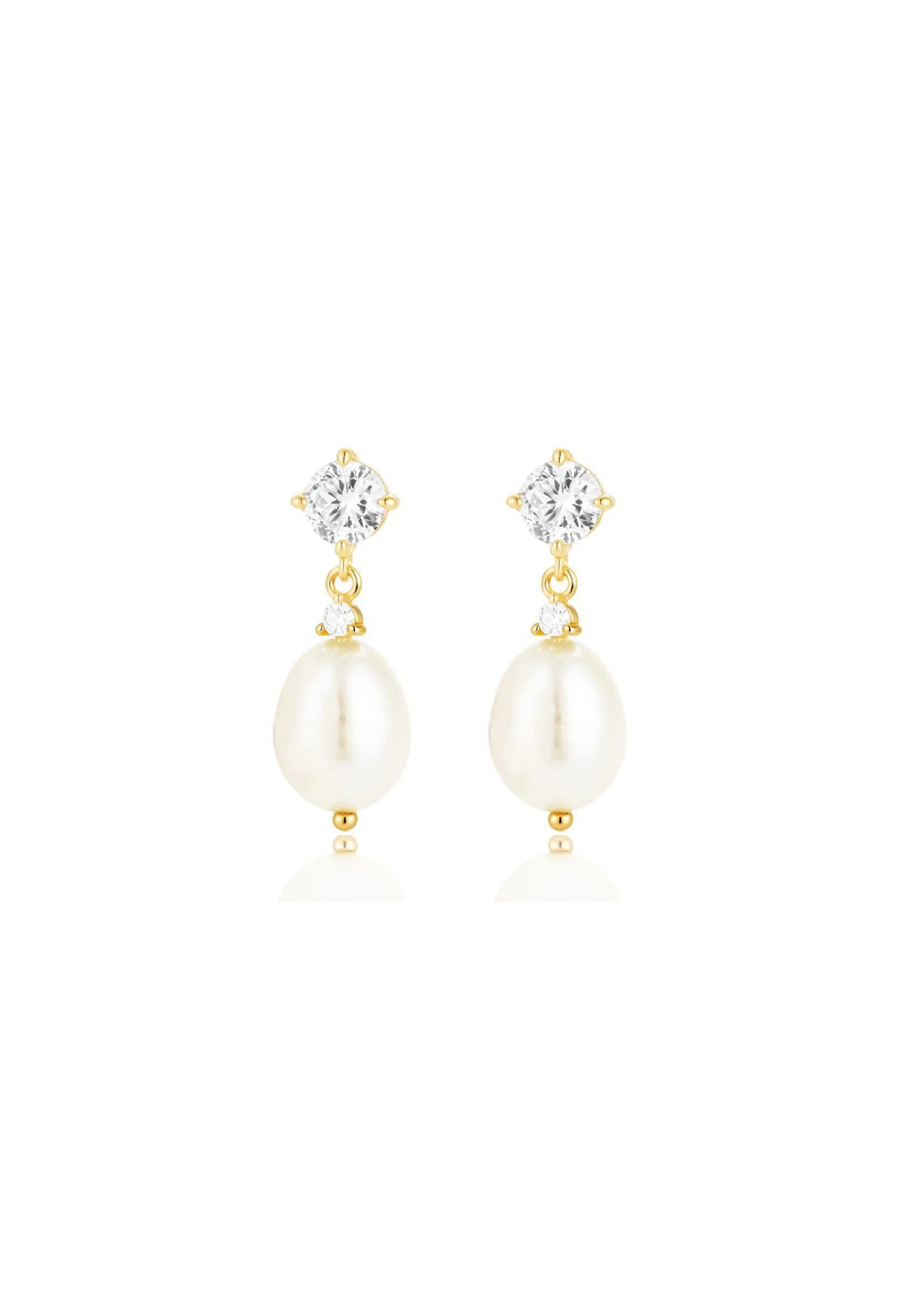 Buy Lola Knight - Brooklyn - Crystal & Pearl Drop Bridal Earrings - 18K Gold online | The White Collection Australia
