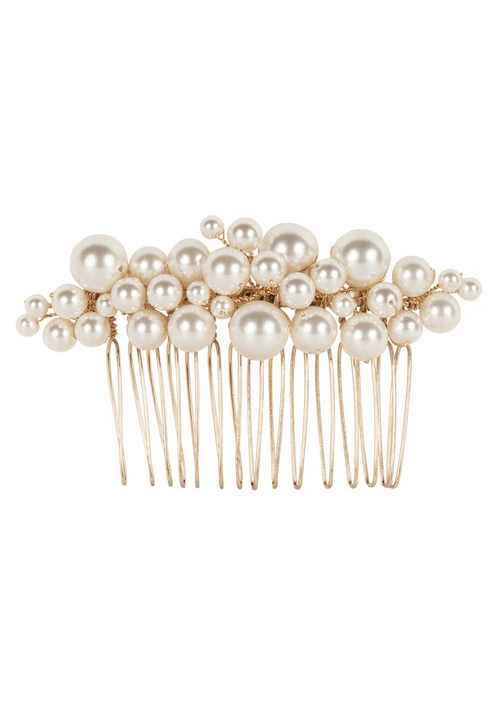 Buy Elizabeth Bower - Bubble Pearl Comb - Gold online | The White Collection Australia