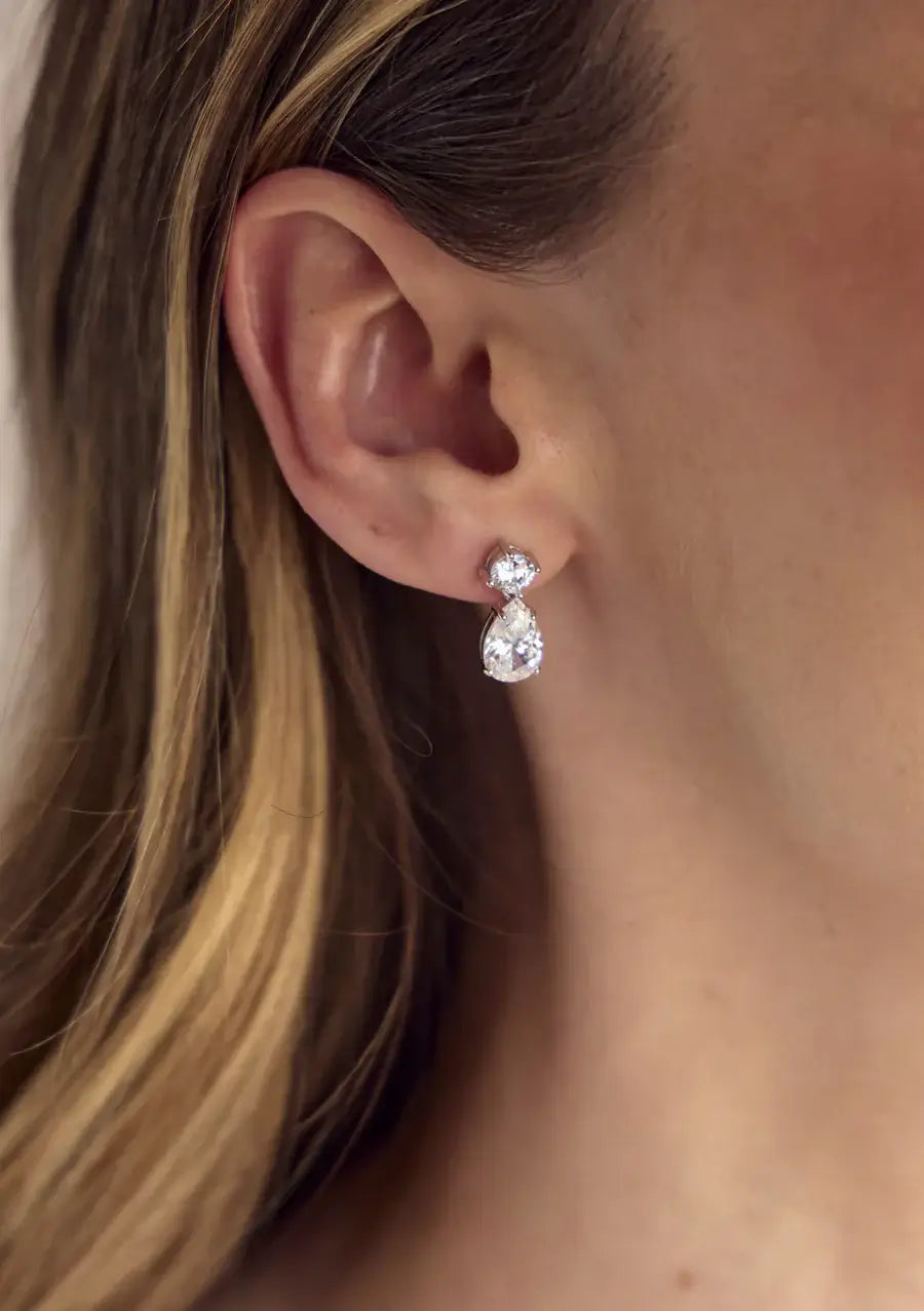 Buy Lola Knight - Carmen - Crystal Bridal Drop Earrings - Silver online | The White Collection Australia