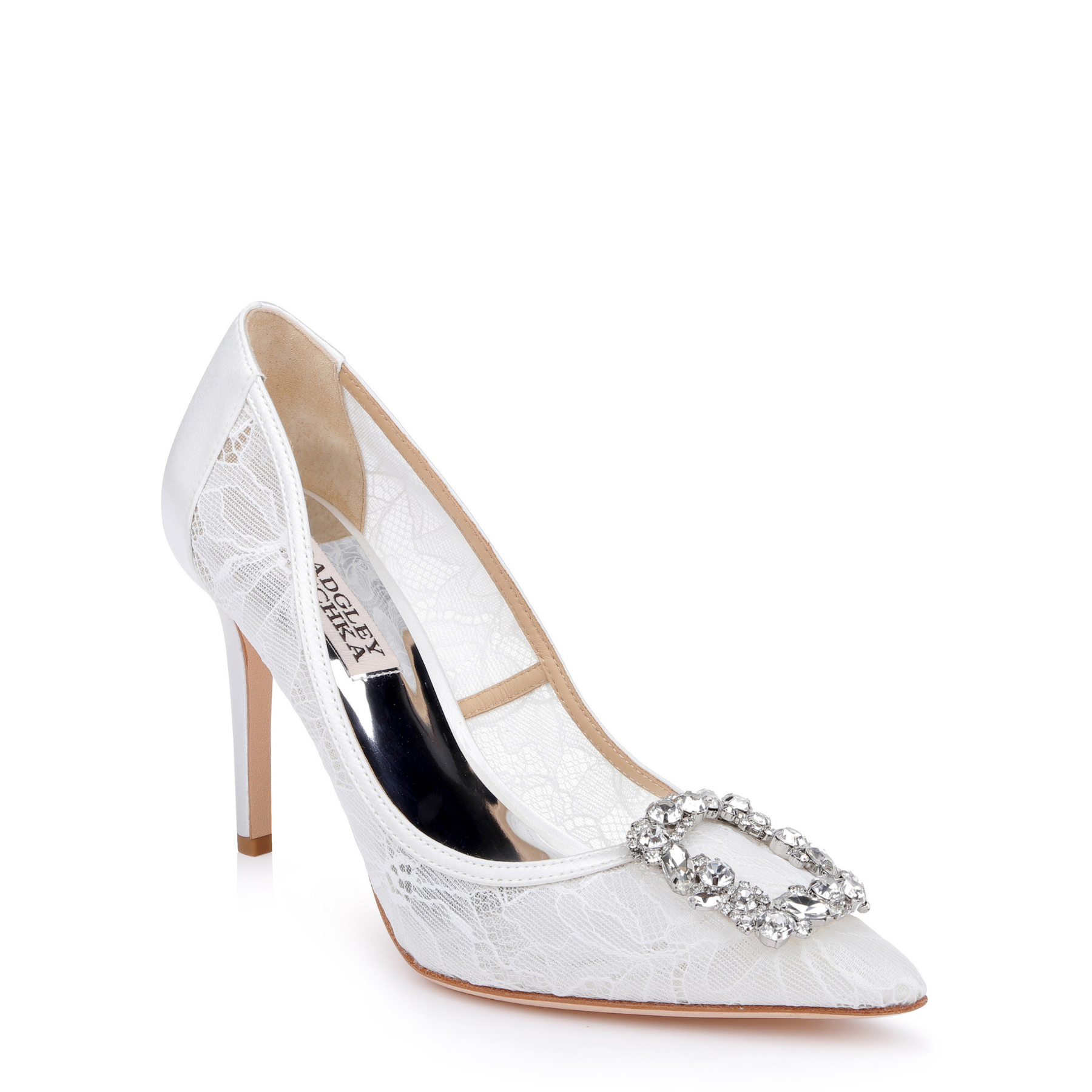 Cher III - Crystal Buckle High Heel Stiletto Pump - White