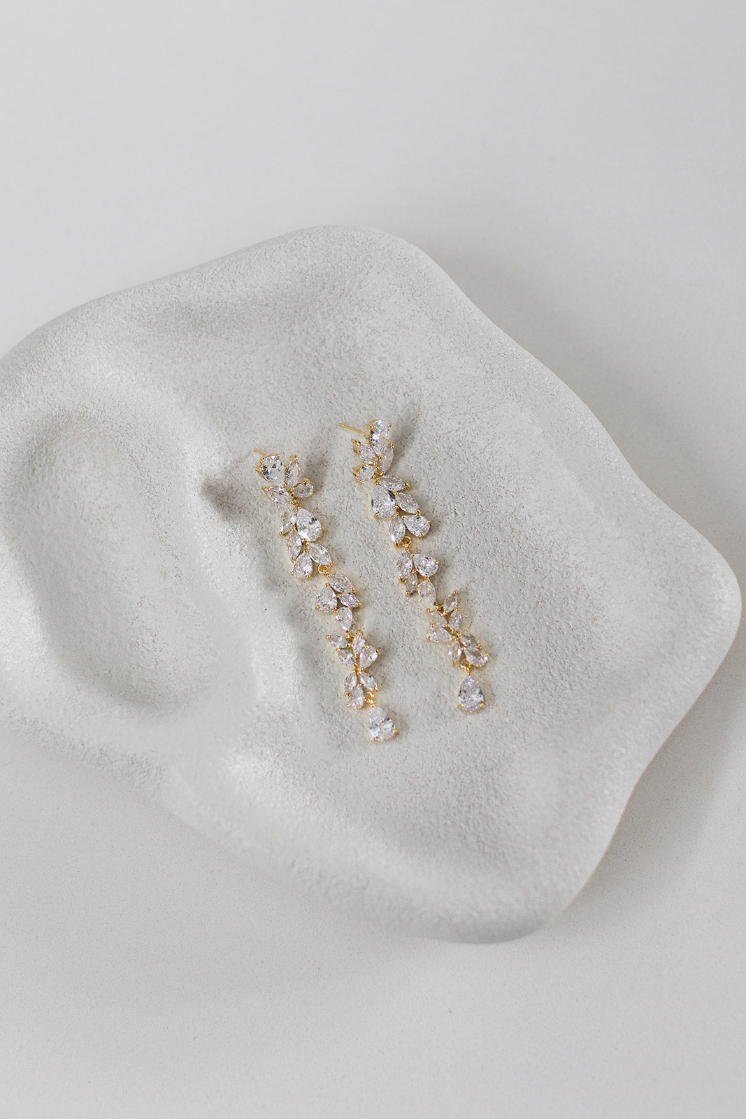 Buy Claudine - Crystal Cluster Long Drop Bridal Earrings online | The White Collection Australia