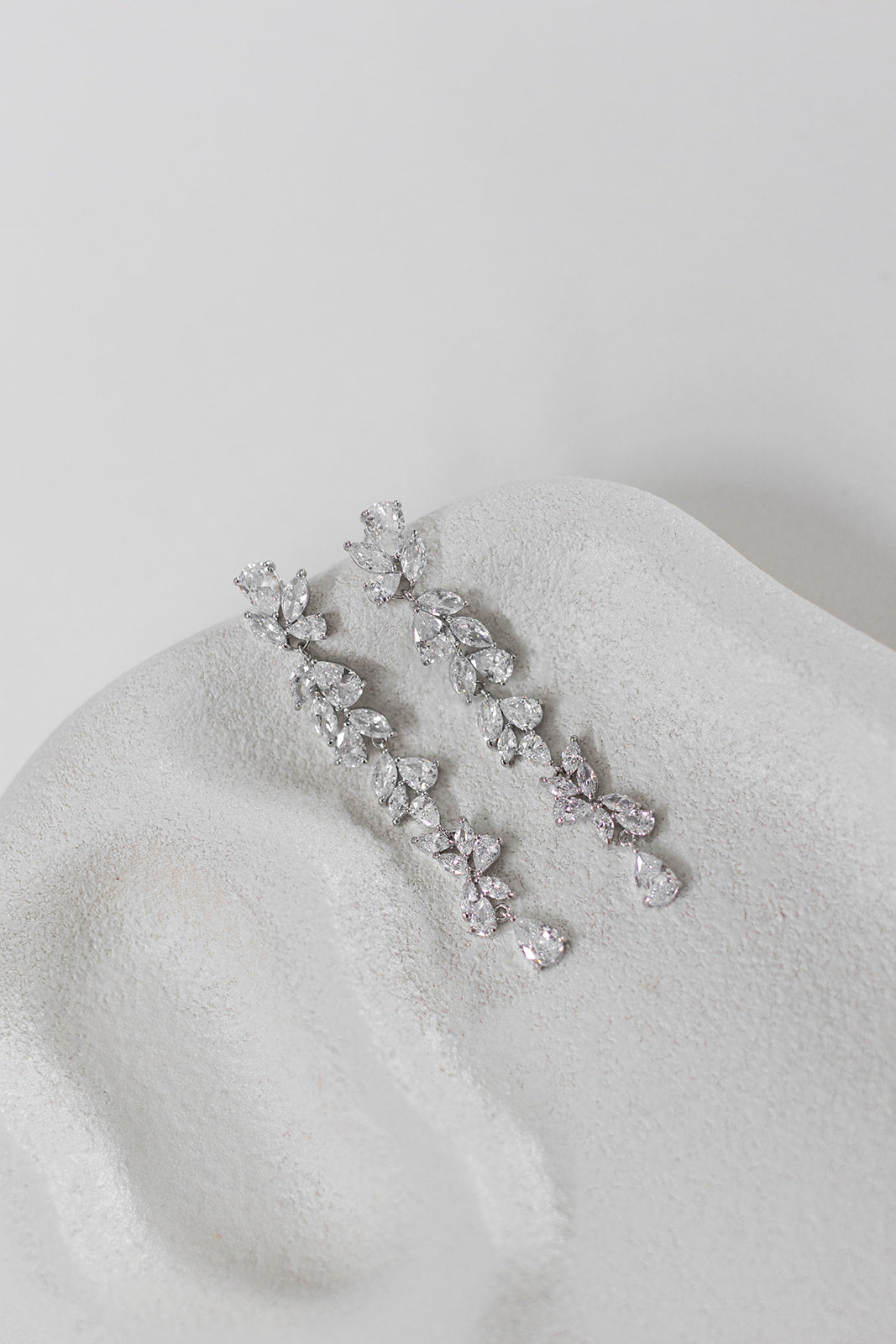 Buy Claudine - Crystal Cluster Long Drop Bridal Earrings online | The White Collection Australia