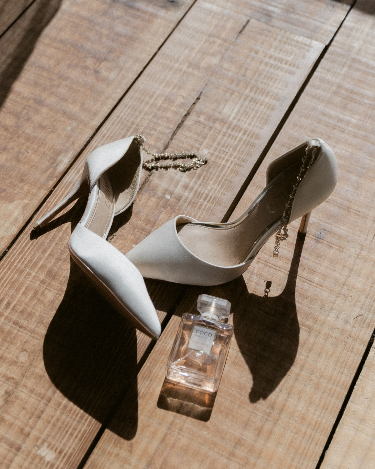 Daniela - Satin Pointed Toe Stiletto With Ankle Bracelet - Soft White