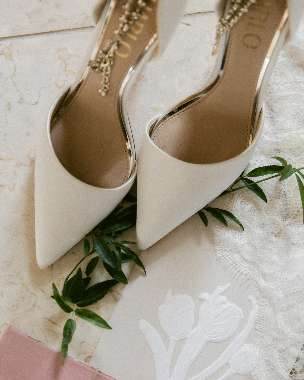 Daniela - Satin Pointed Toe Stiletto With Ankle Bracelet - Soft White