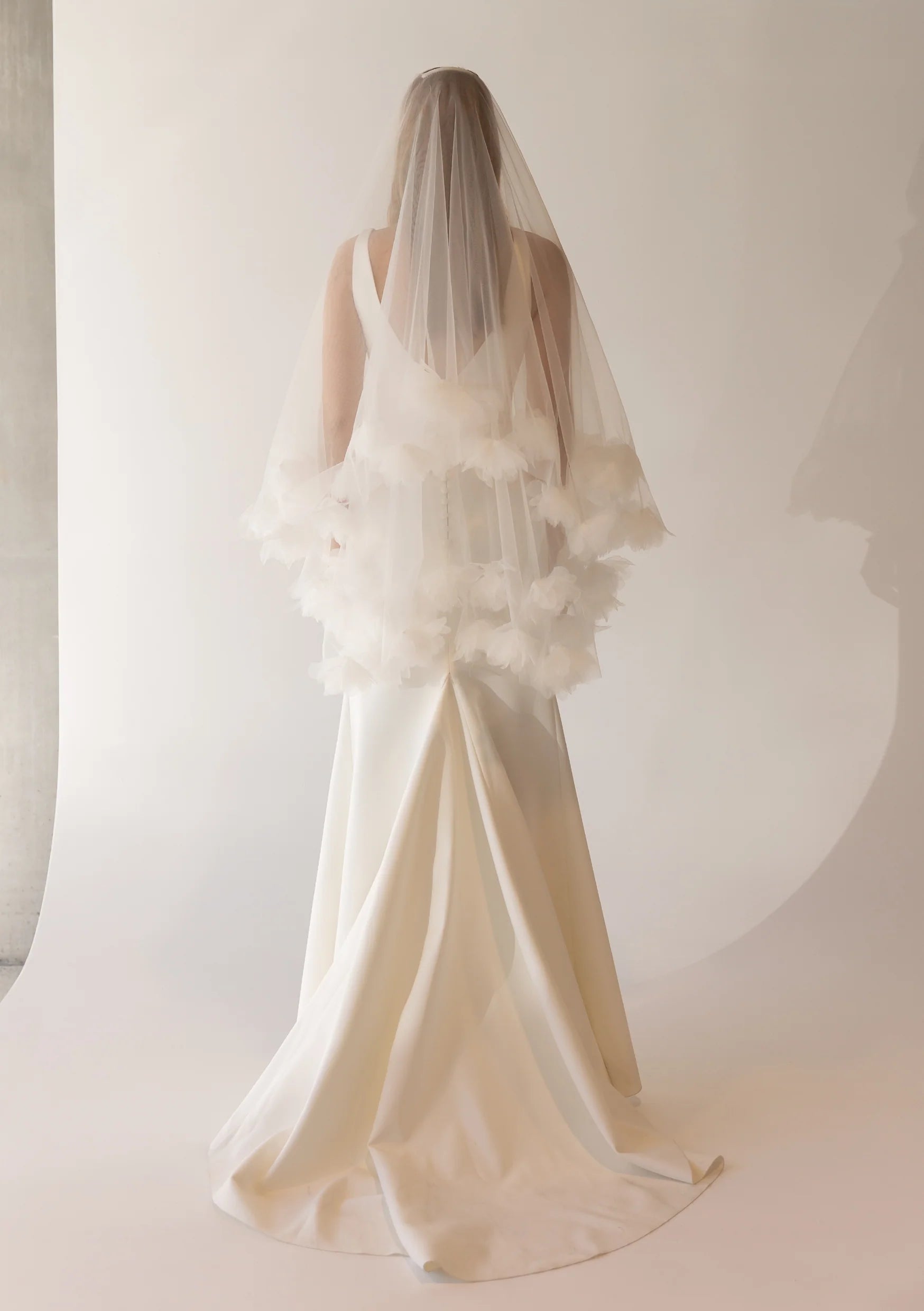 Lola Knight - Delanie - Double Tier Flower Lace Wedding Veil - Ivory