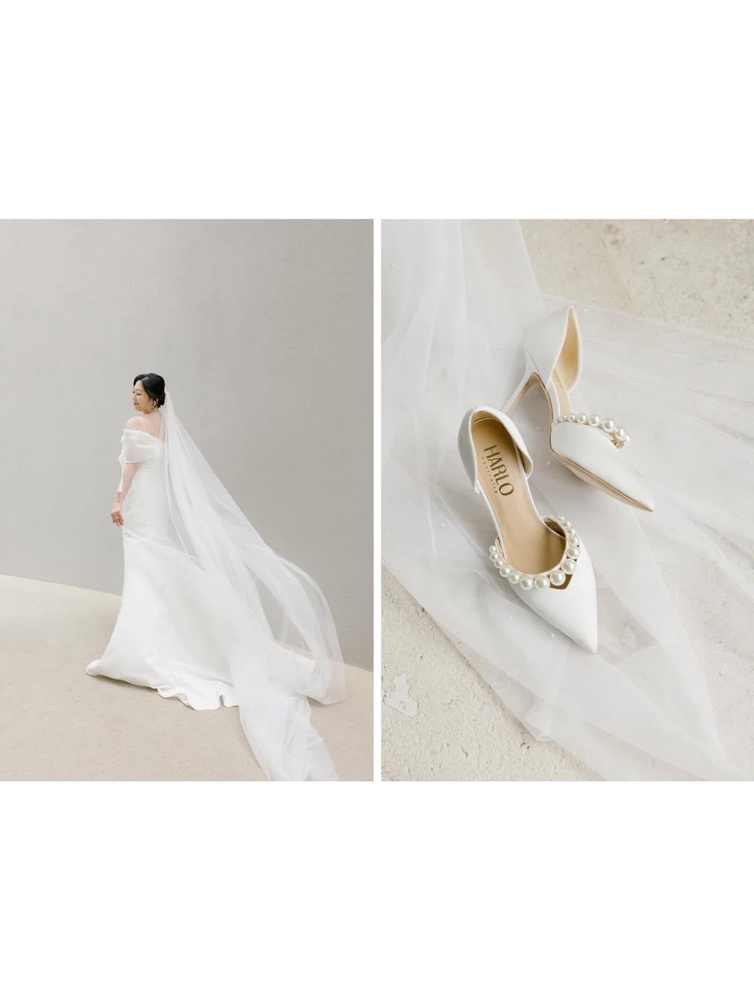 Emma - D'Orsay Pointed Toe High Heels with Pearl Strap - Soft White