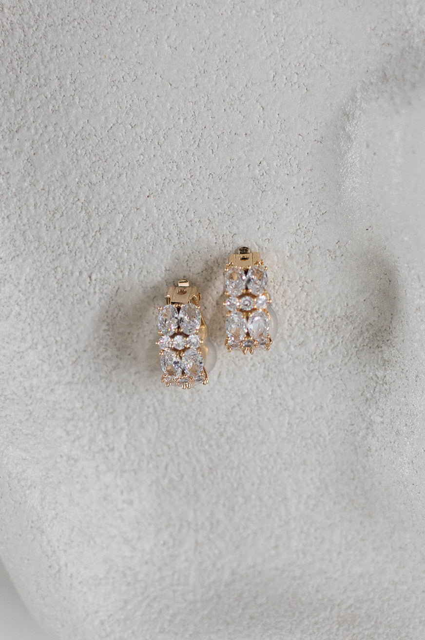 Buy Erin - Clip On Crystal Hoops Bridal Earrings online | The White Collection Australia