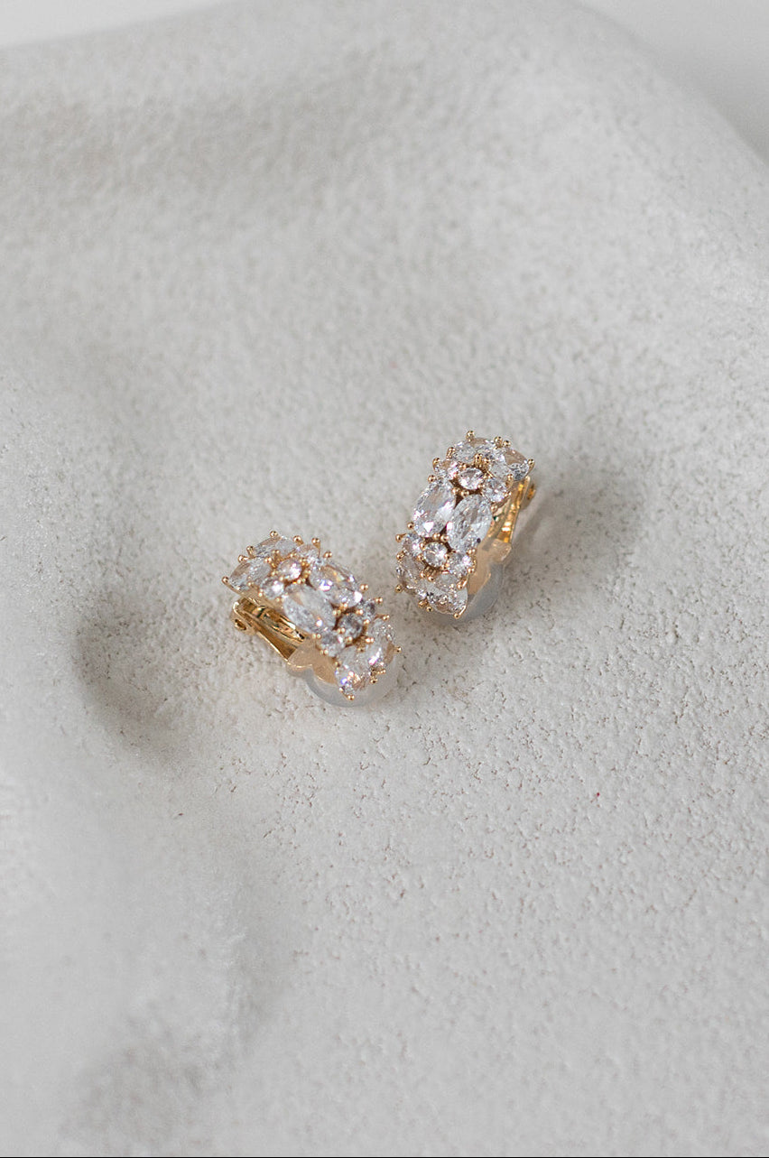 Buy Erin - Clip On Crystal Hoops Bridal Earrings online | The White Collection Australia