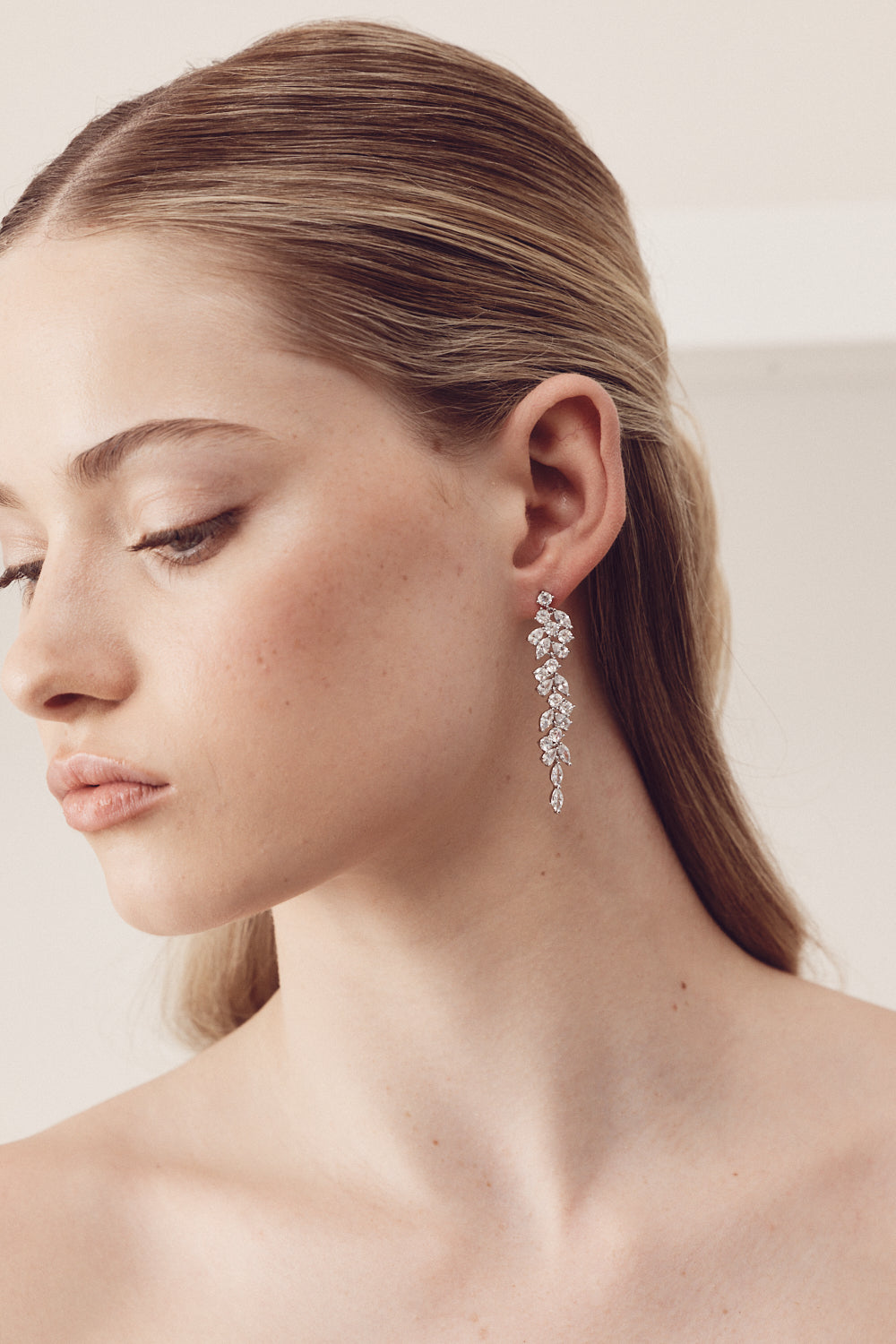 Buy Esther - Delicate Crystal Cluster Drop Bridal Earrings online | The White Collection Australia