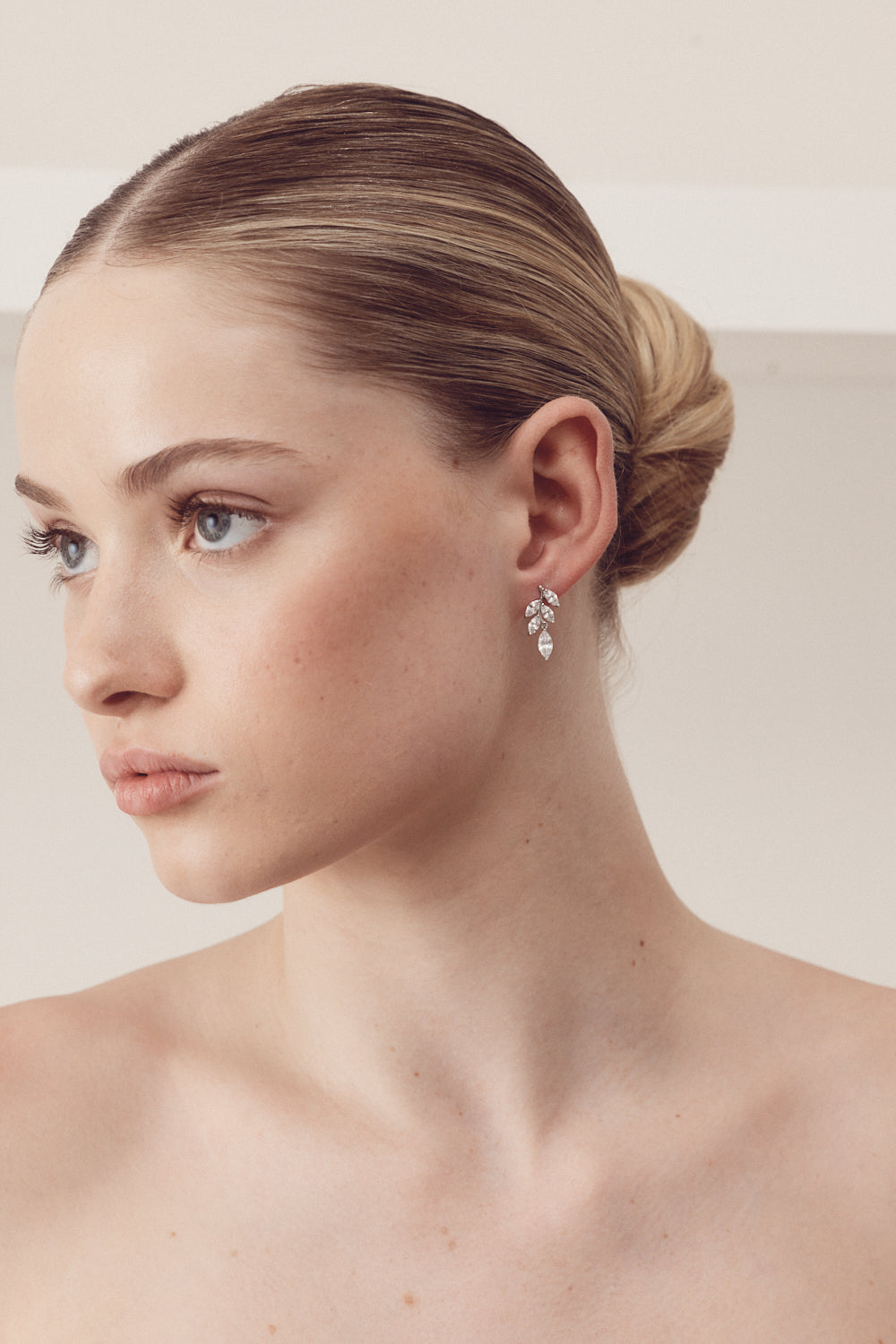 Buy Eve - Crystal Dainty Leaf Drop Bridal Earrings online | The White Collection Australia