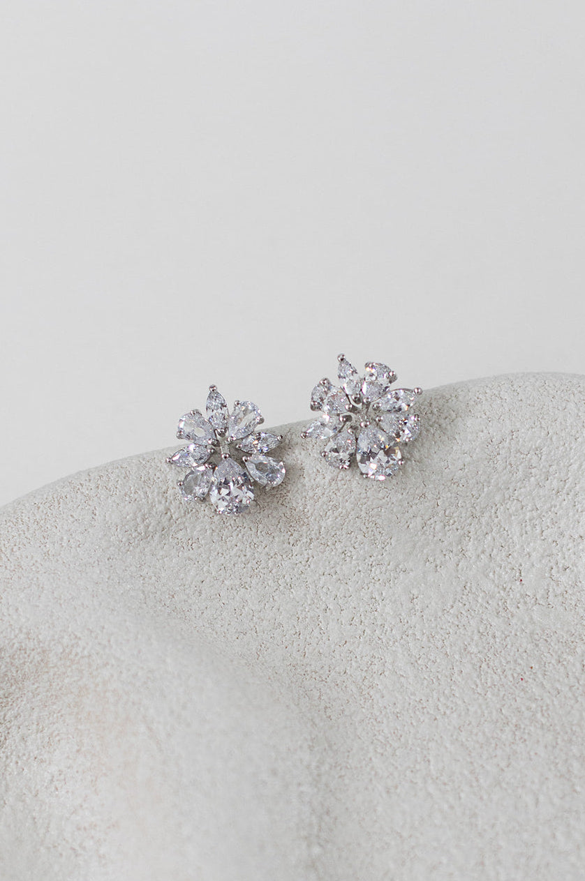 Buy Flora - Crystal Cluster Stud Bridal Earrings online | The White Collection Australia