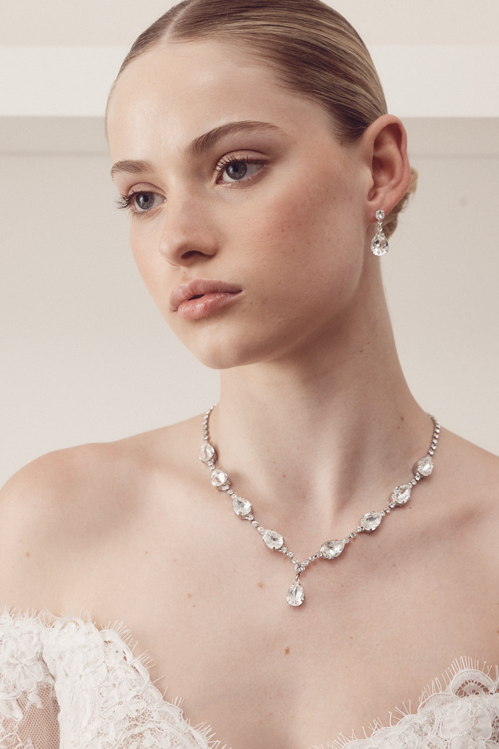 Buy Hannah - Swarovski Pear Drop Bridal Earrings online | The White Collection Australia