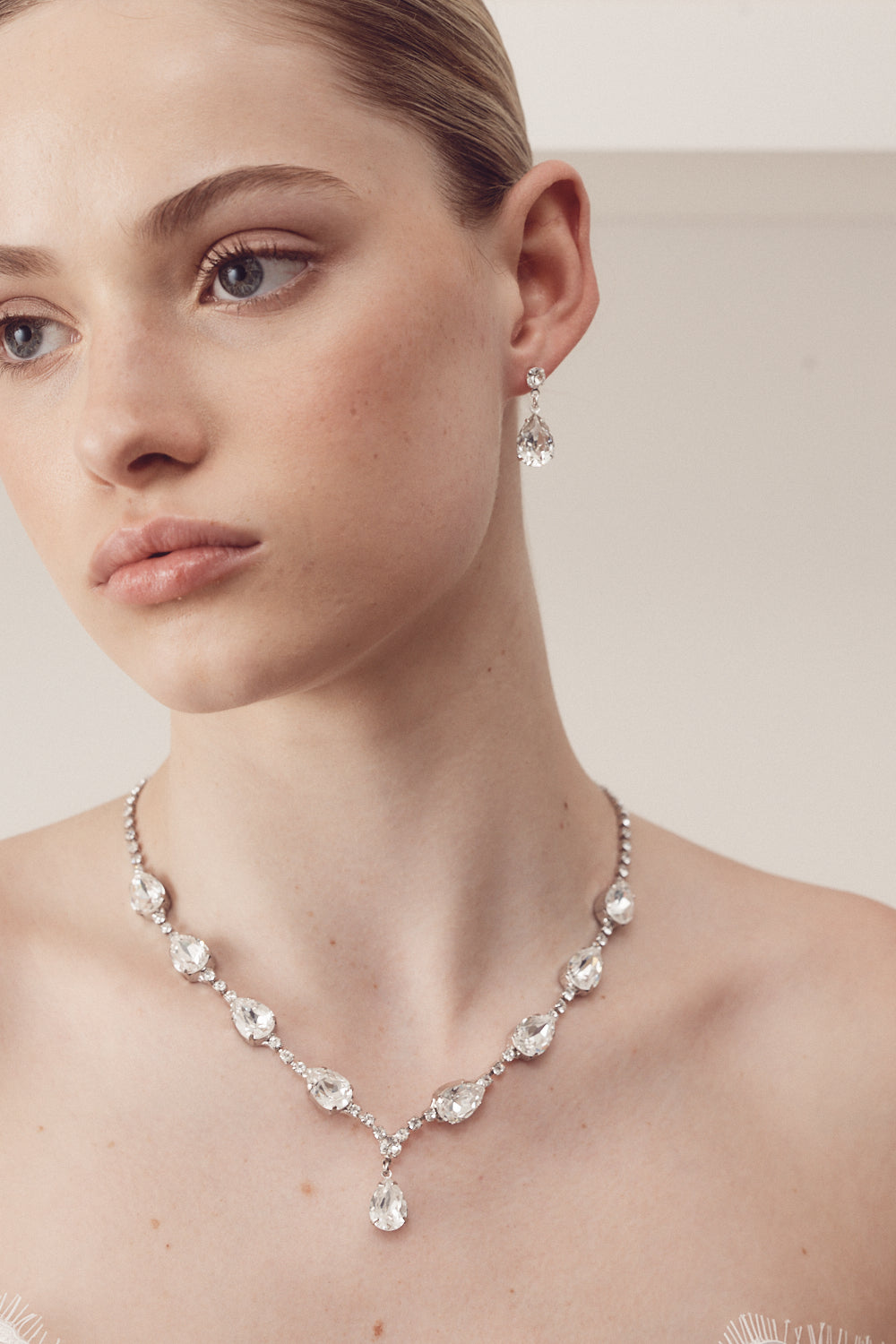 Buy Hannah - Swarovski Pear Drop Bridal Earrings online | The White Collection Australia