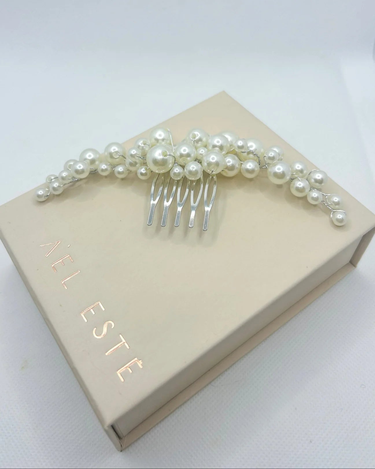 A'el Este - Savannah - Pearl Bridal Comb - Silver
