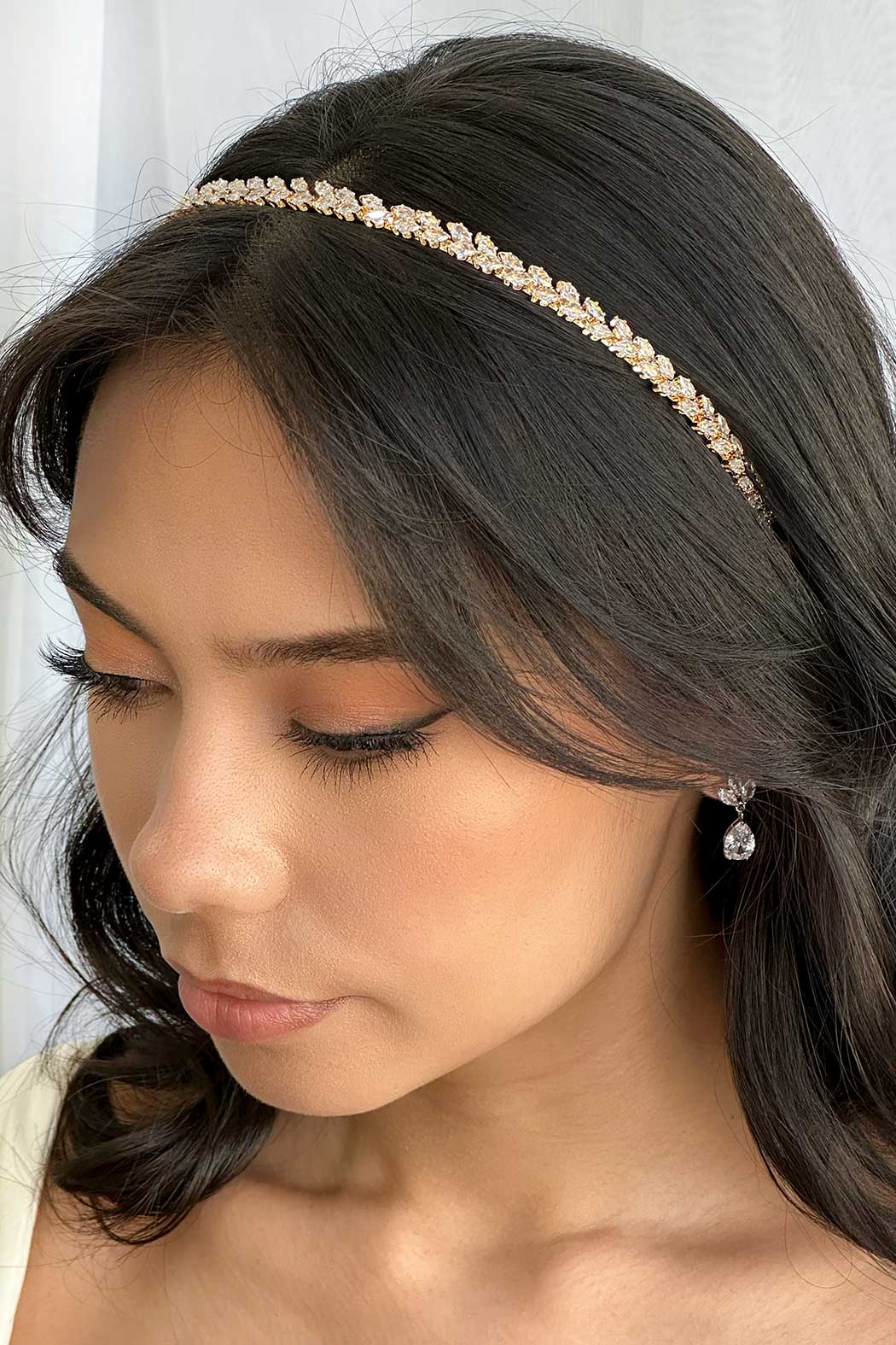 Buy Bella Single - Single Row Marquise Crystal Bridal Headband online | The White Collection Australia