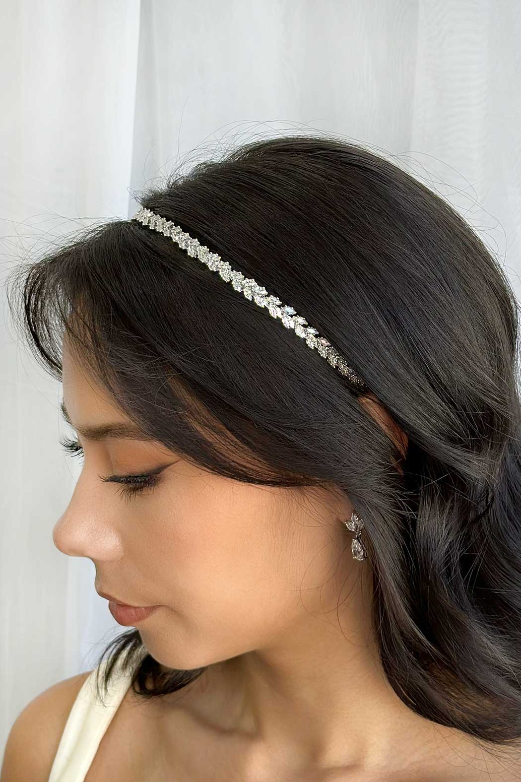 Buy Bella Single - Single Row Marquise Crystal Bridal Headband online | The White Collection Australia