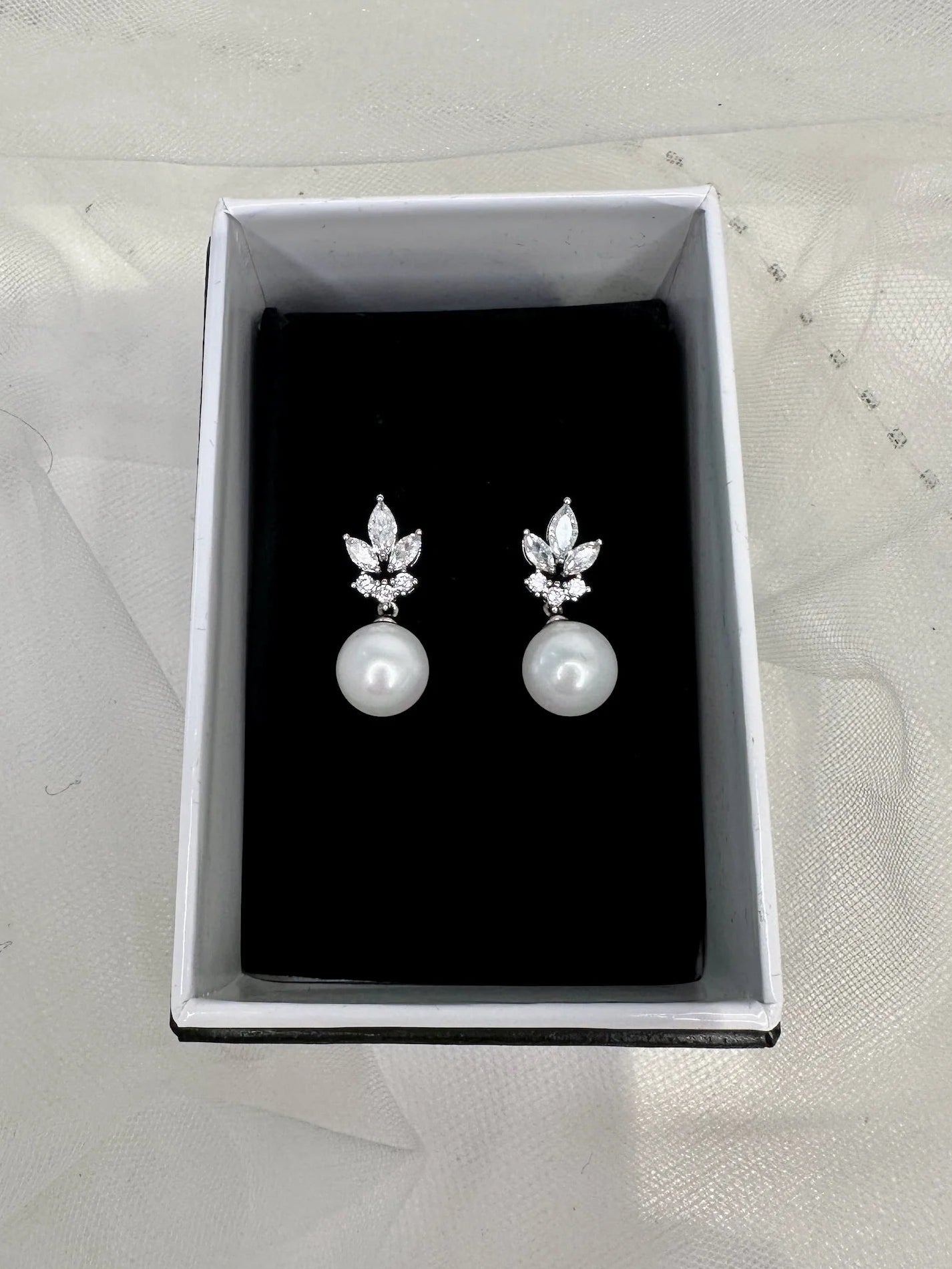 Leanna - Crystal and Pearl Drop Bridal Earrings