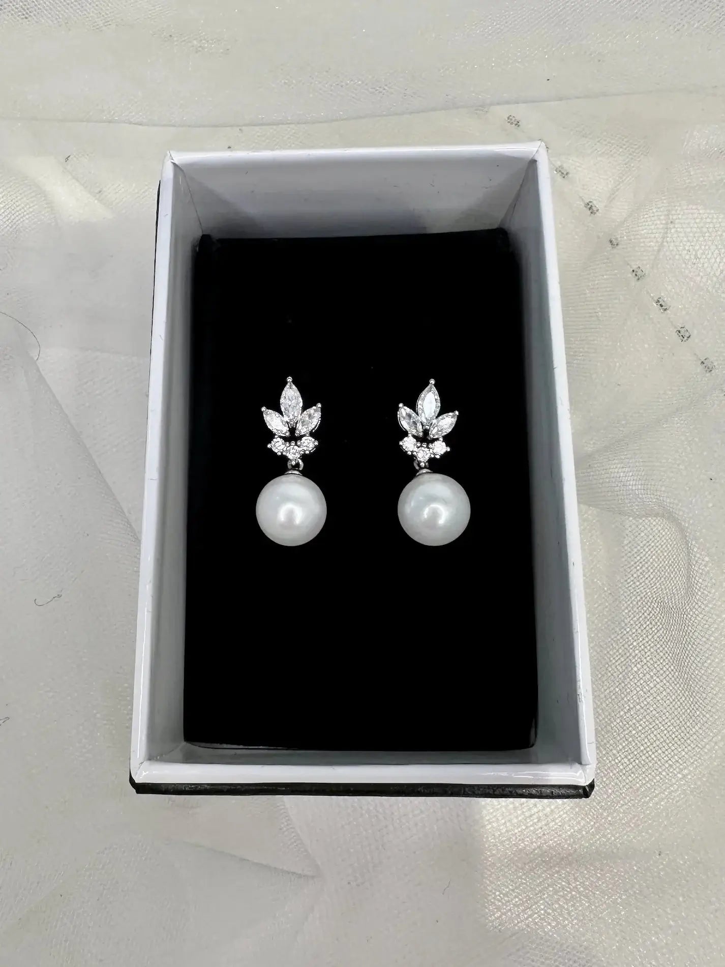 Buy Leanna - Crystal and Pearl Drop Bridal Earrings online | The White Collection Australia