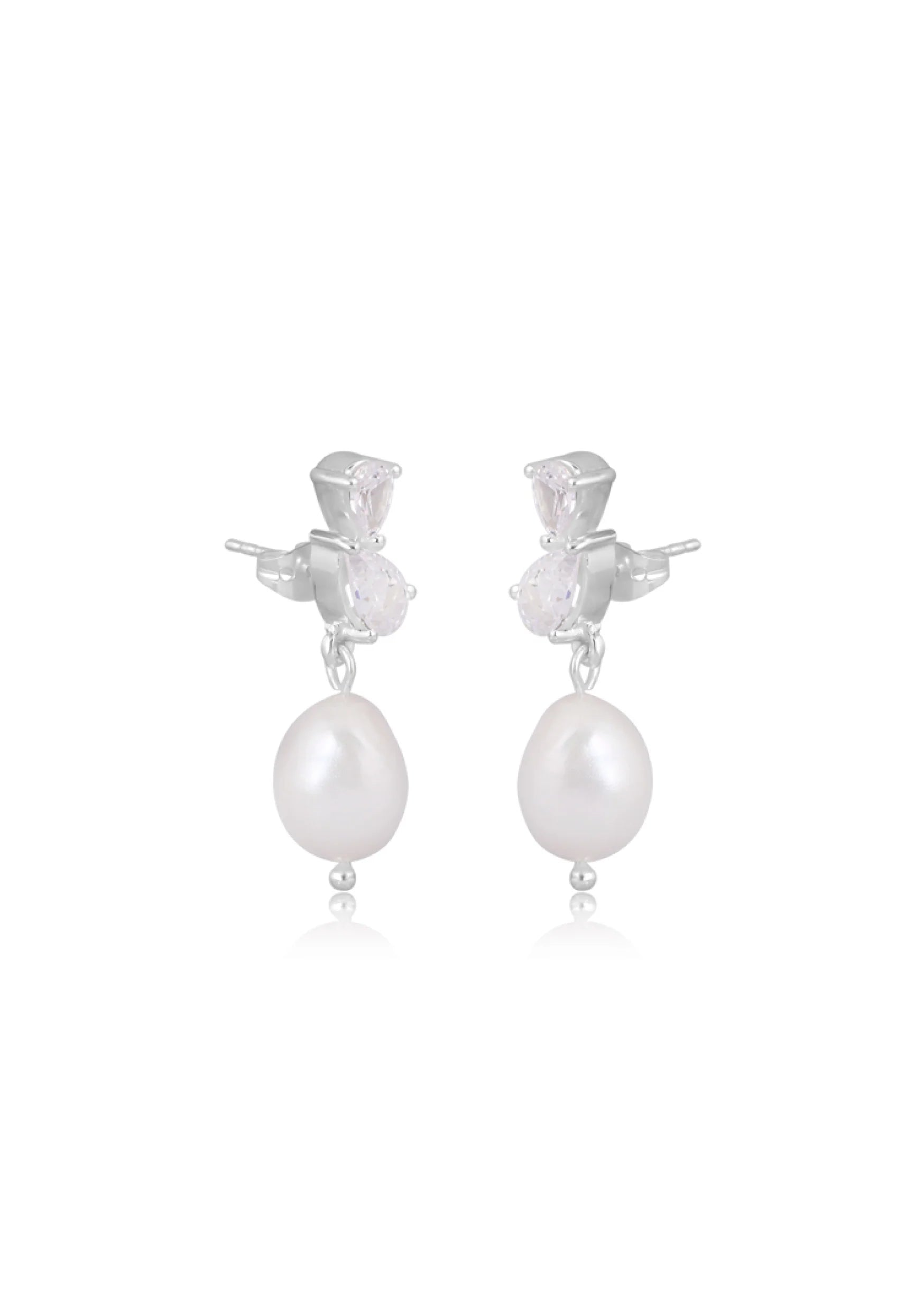 Buy Lola Knight - Ines - Pear-Shaped Crystal and Pearl Earrings - Silver online | The White Collection Australia