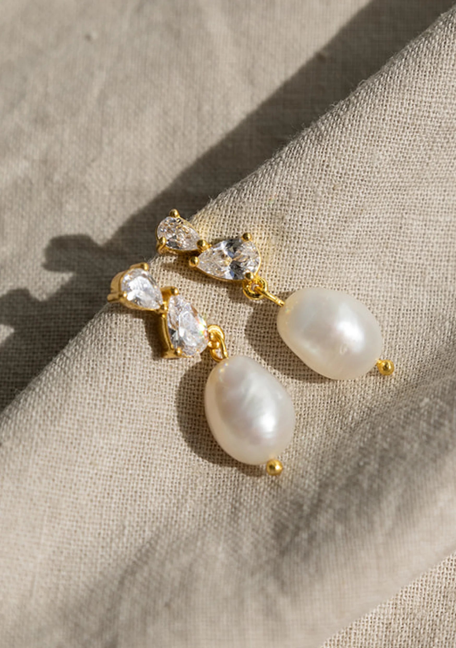 Buy Lola Knight - Ines - Pear-Shaped Crystal and Pearl Earrings - 18K Gold online | The White Collection Australia