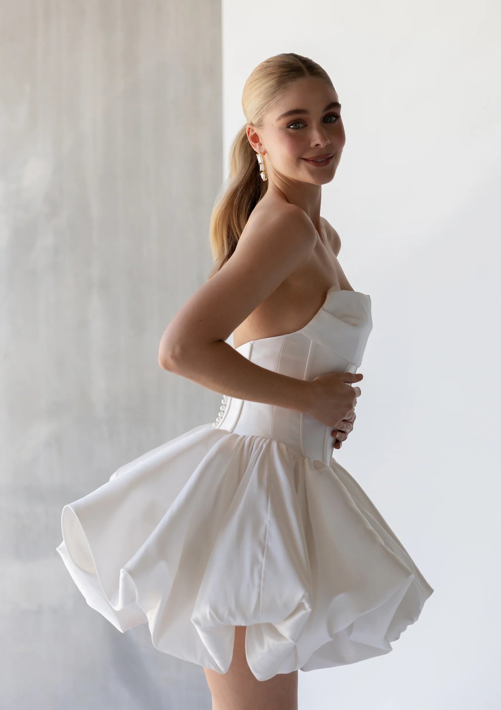 Buy Lola Knight - Isla - Crystal Drop Bridal Earrings - Gold online | The White Collection Australia