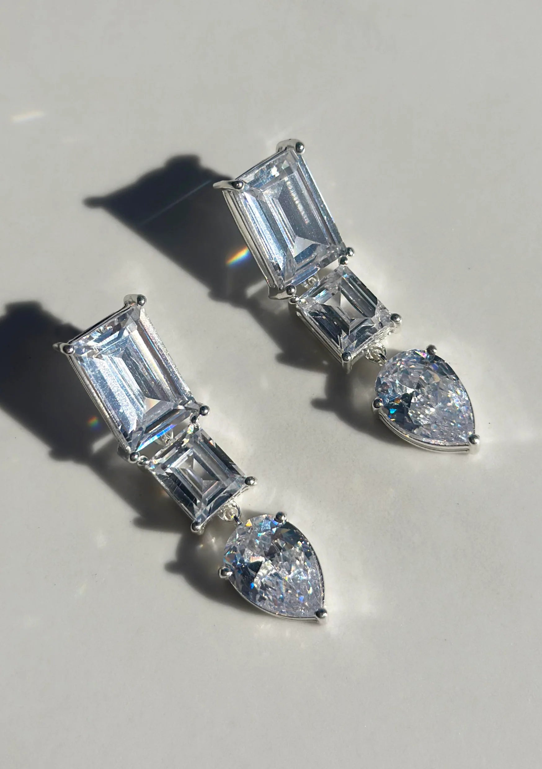 Buy Lola Knight - Isla - Crystal Bridal Drop Earrings - Silver online | The White Collection Australia