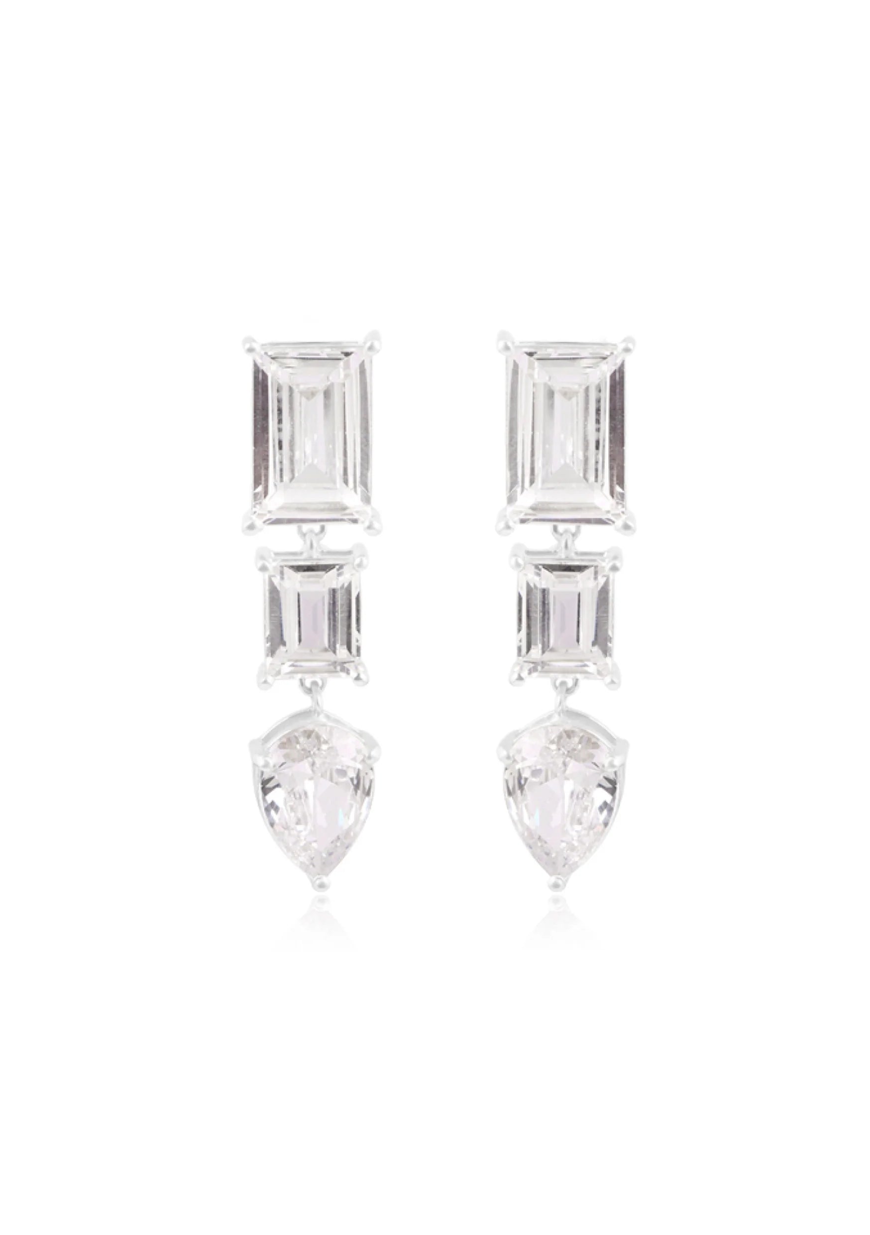 Lola Knight - Isla - Crystal Bridal Drop Earrings - Silver