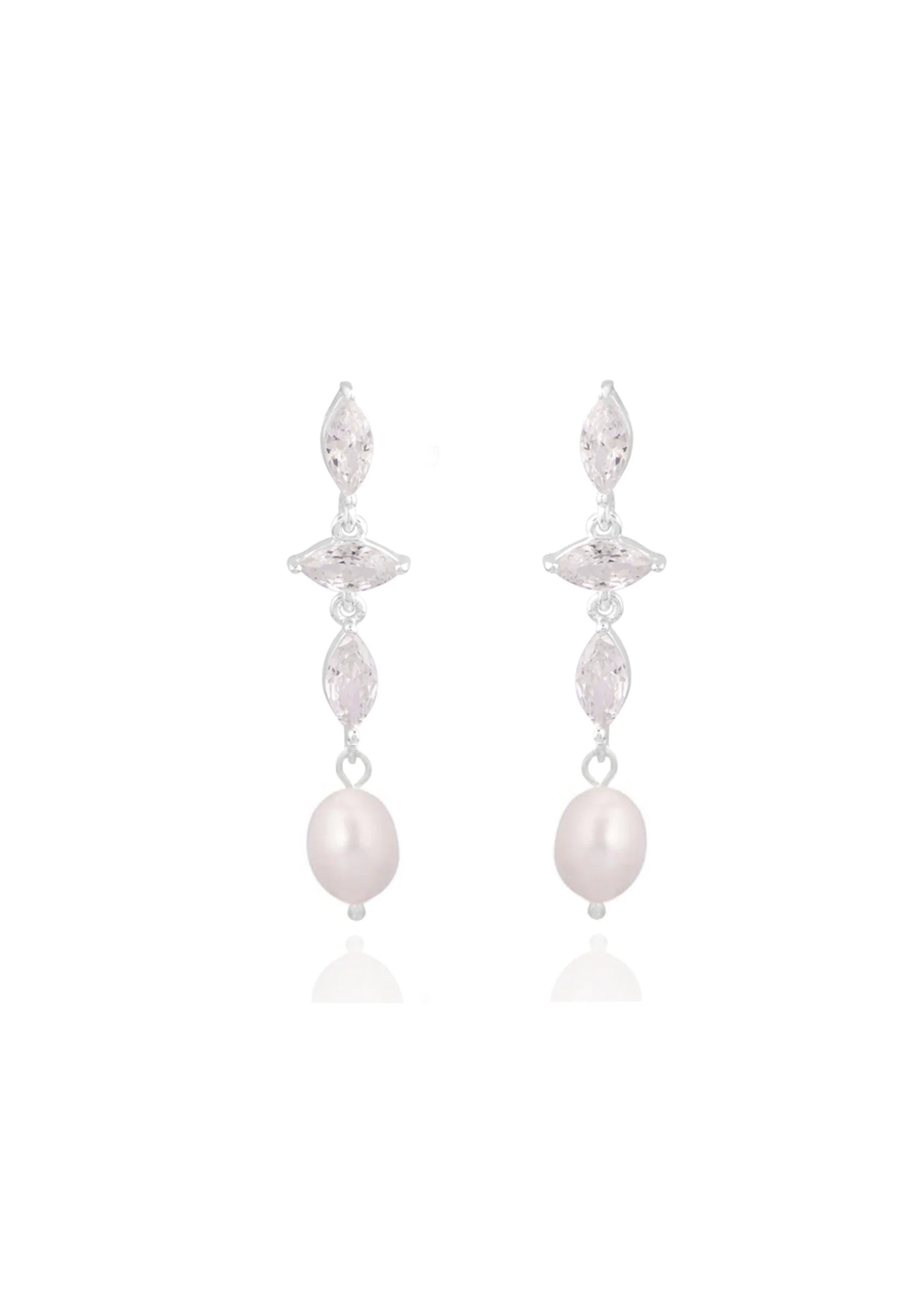 Buy Lola Knight - Ivy - Pearl & Crystal Drop Bridal Earrings - Silver online | The White Collection Australia