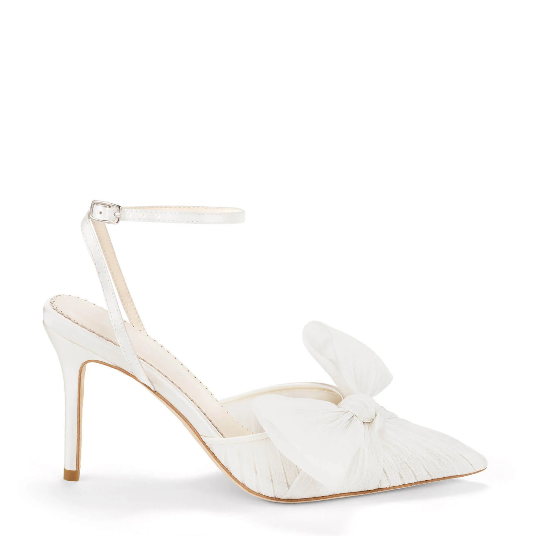 Jules - Statement Bow Bridal Shoes with Ankle Strap - Ivory