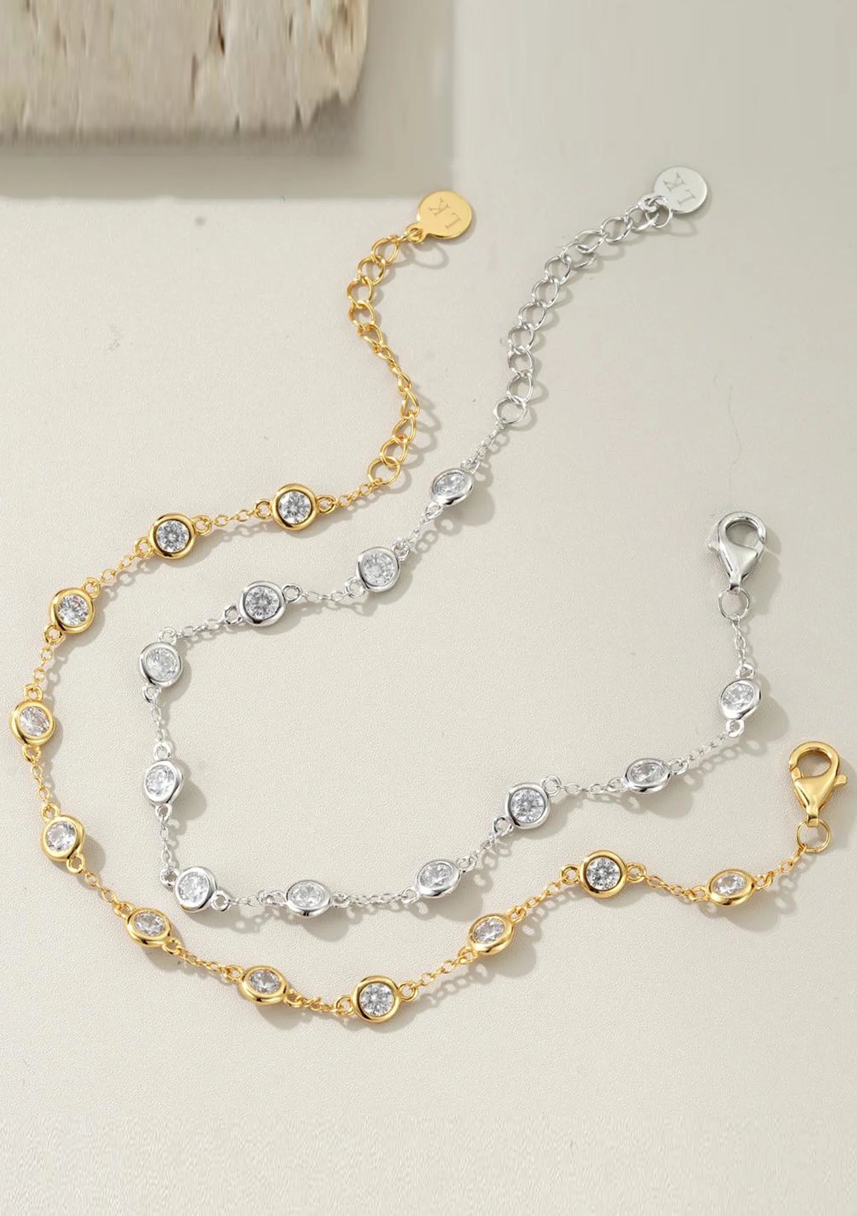 Lola Knight - Kennedy Bezel Set Crystal Bracelet - Silver