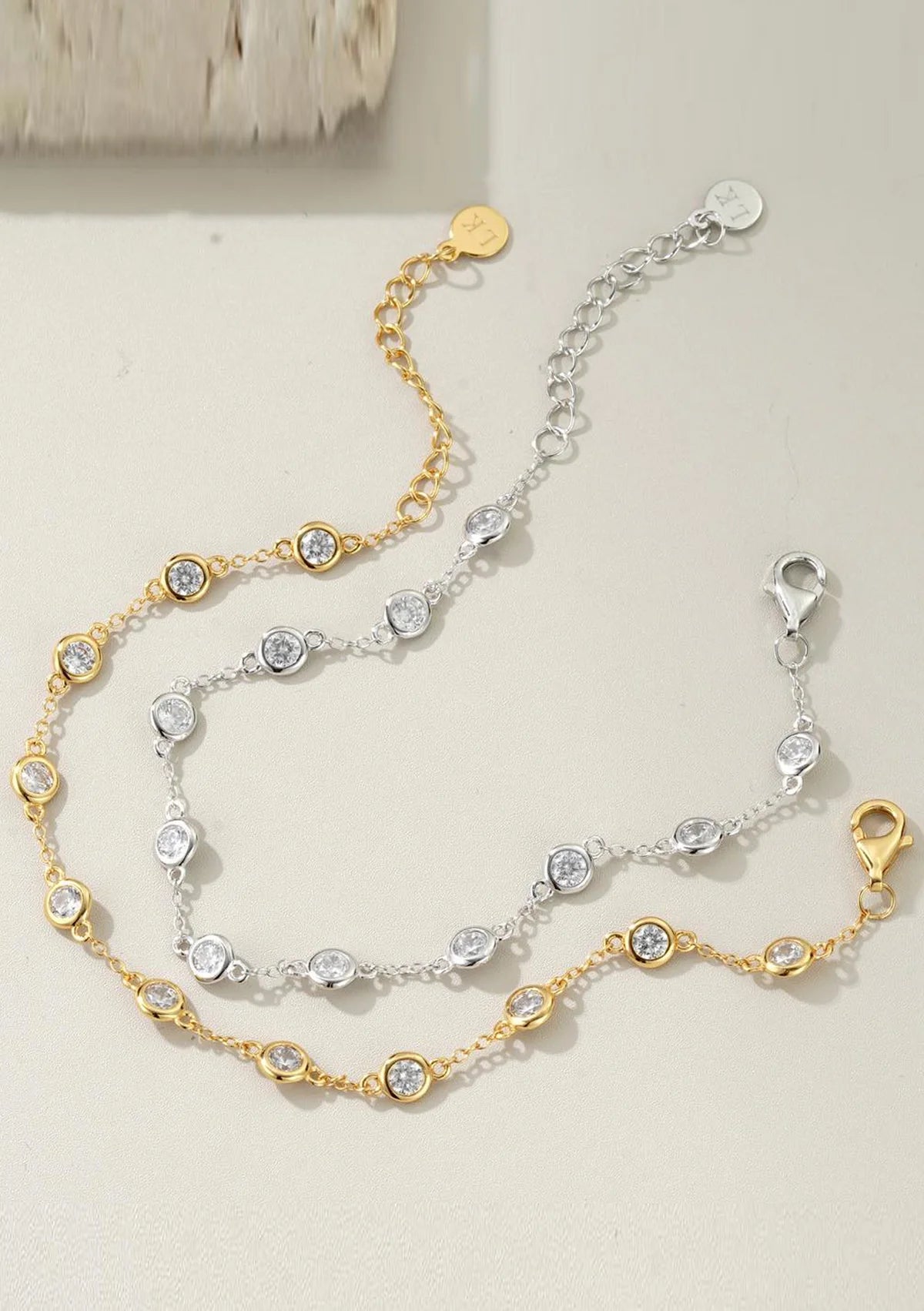Lola Knight - Kennedy Bezel Set Crystal Bracelet - 18K Gold
