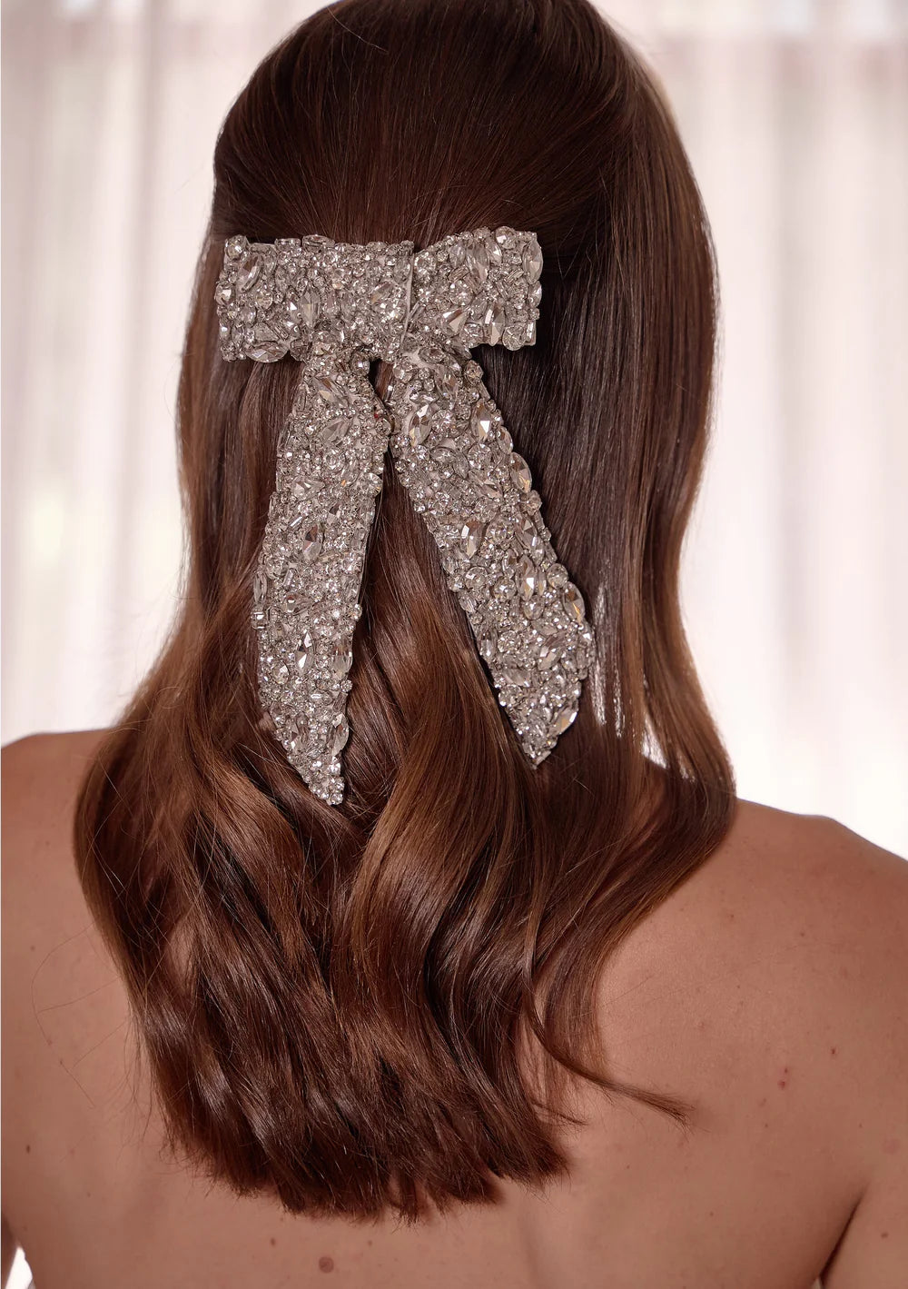 Lola Knight - Layla Silver Beaded Bridal Hair Bow