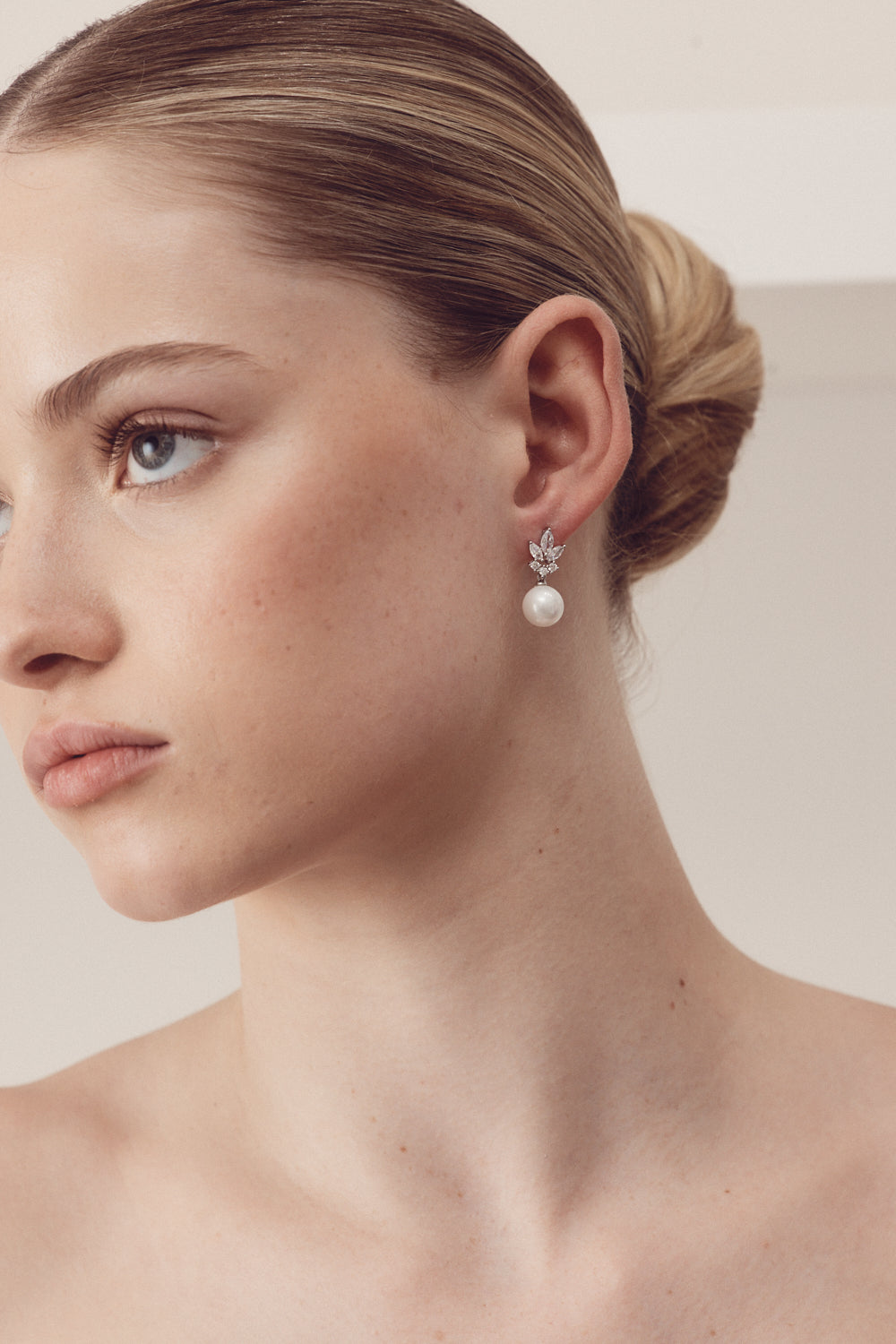 Buy Leanna - Crystal and Pearl Drop Bridal Earrings online | The White Collection Australia