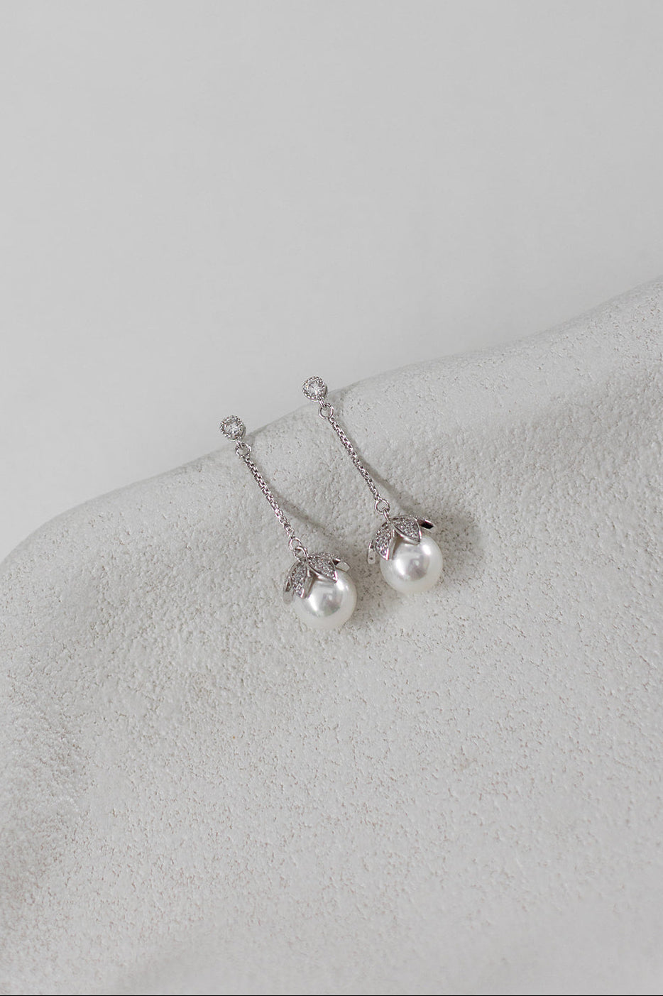 Buy Leslie - Long Pearl Drop Bridal Earrings online | The White Collection Australia