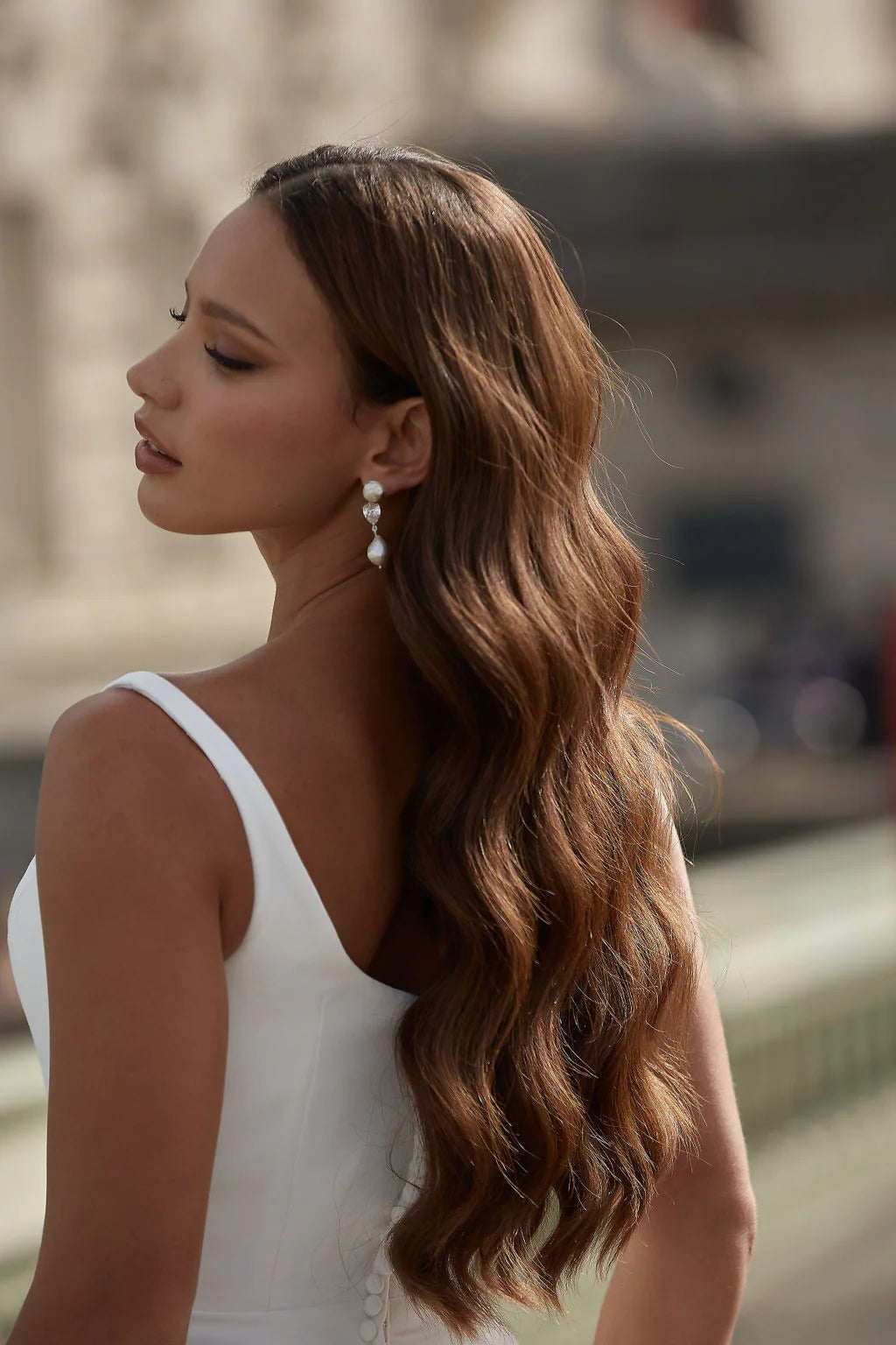 Lola Knight - Celine - Double Pearl And Crystal Drop Earrings - Silver