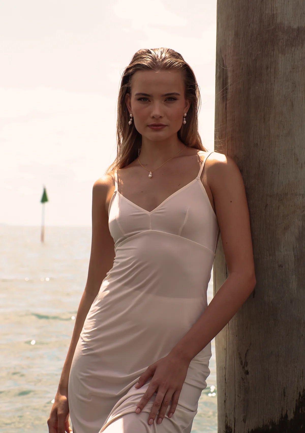 Buy Lola Knight - Lucia - Pearl Drop Bridal Earrings - 18K Gold online | The White Collection Australia