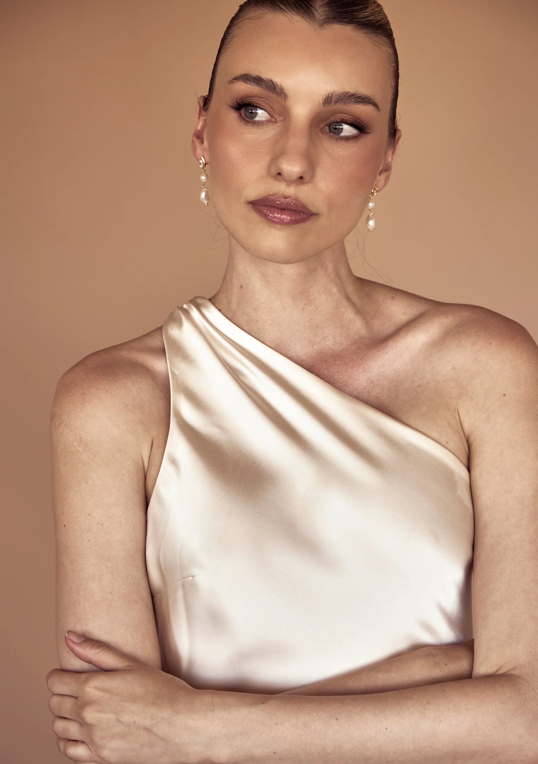 Buy Lola Knight - Lulu - Pearl & Crystal Drop Earrings - 18CT Gold online | The White Collection Australia