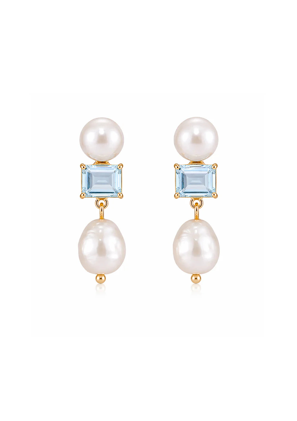 Lola Knight - Margot - Wedding Earrings Blue - 18K Gold