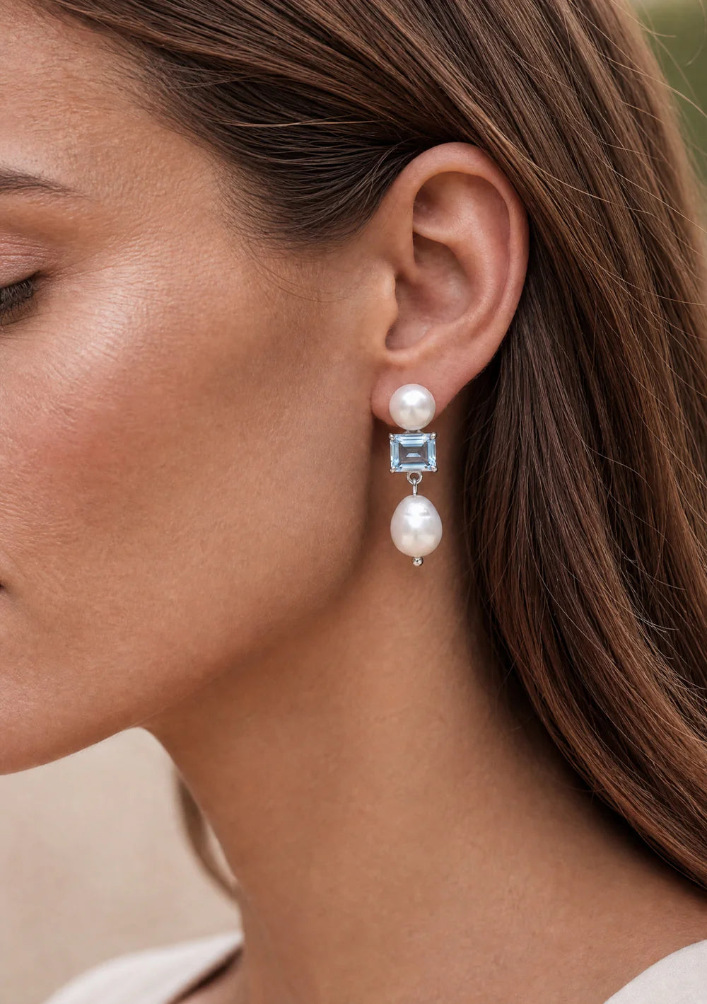 Lola Knight - Margot - Wedding Earrings Blue - Silver