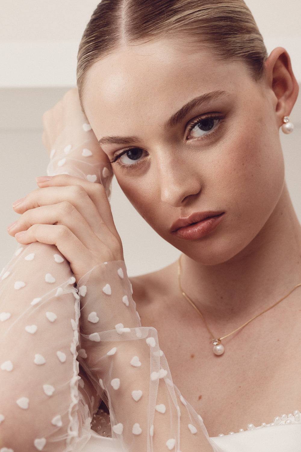 Buy The White Collection Accessories - Mia - White Heart Tulle Gloves online | The White Collection Australia