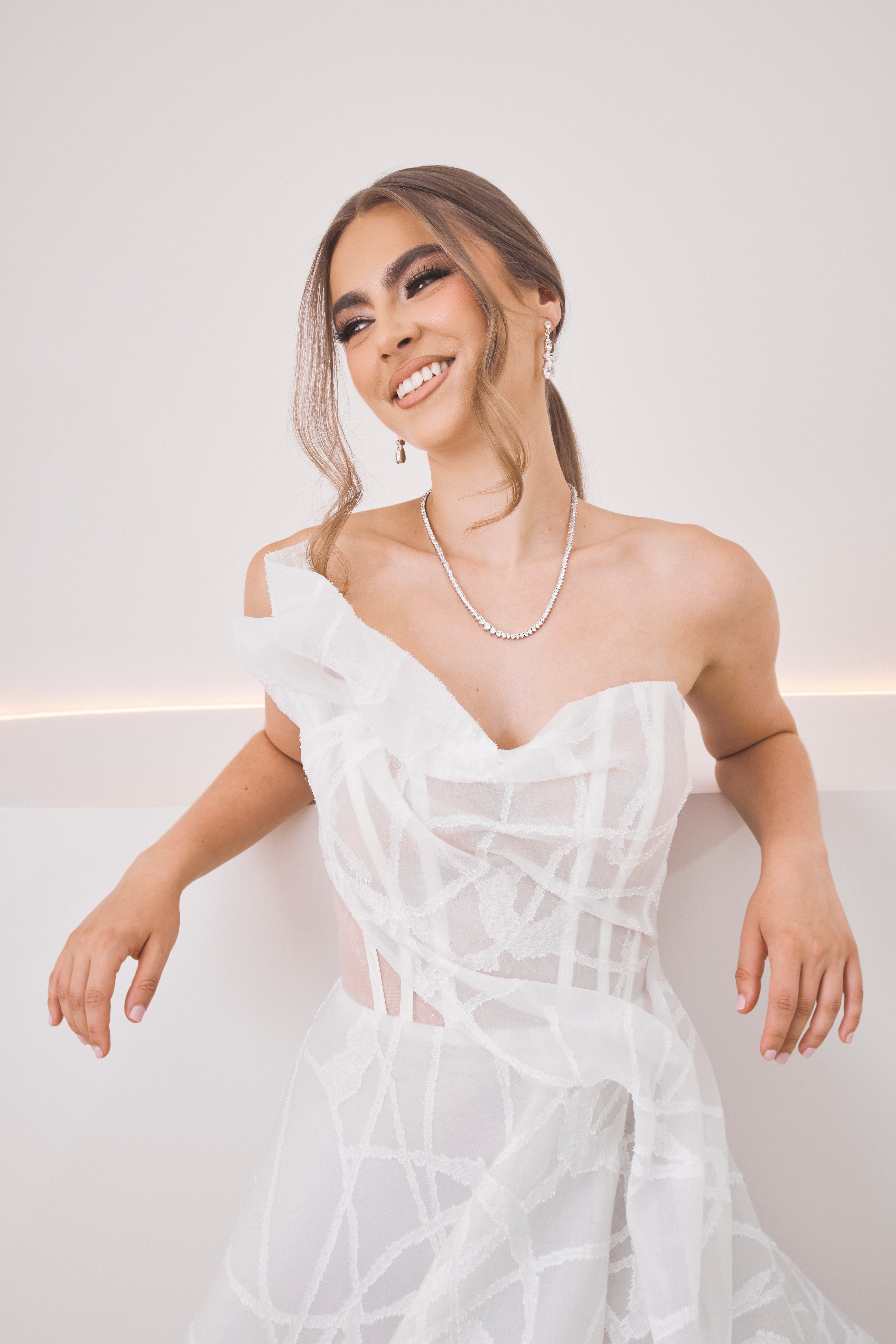 Claire  - Classic Round Crystal Bridal Tennis Necklace