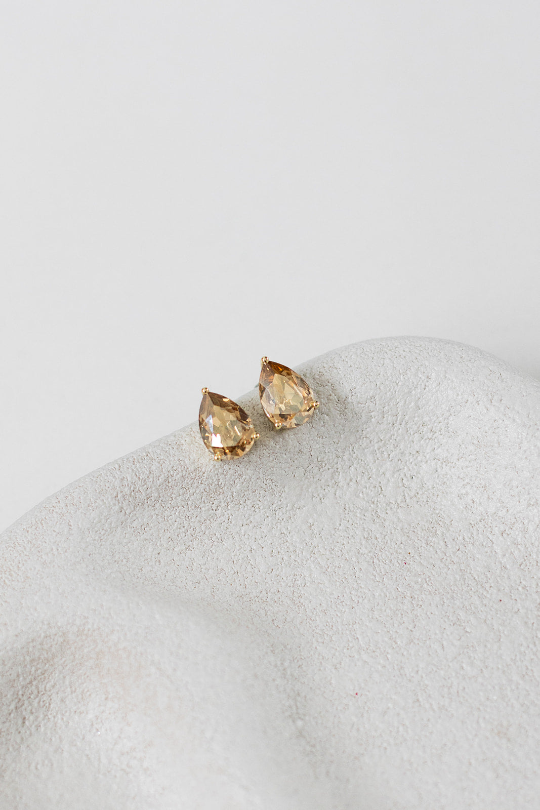 Buy Ruby - Swarovski Crystal Teardrop Stud Clear Crystal Honey Gold Earrings online | The White Collection Australia