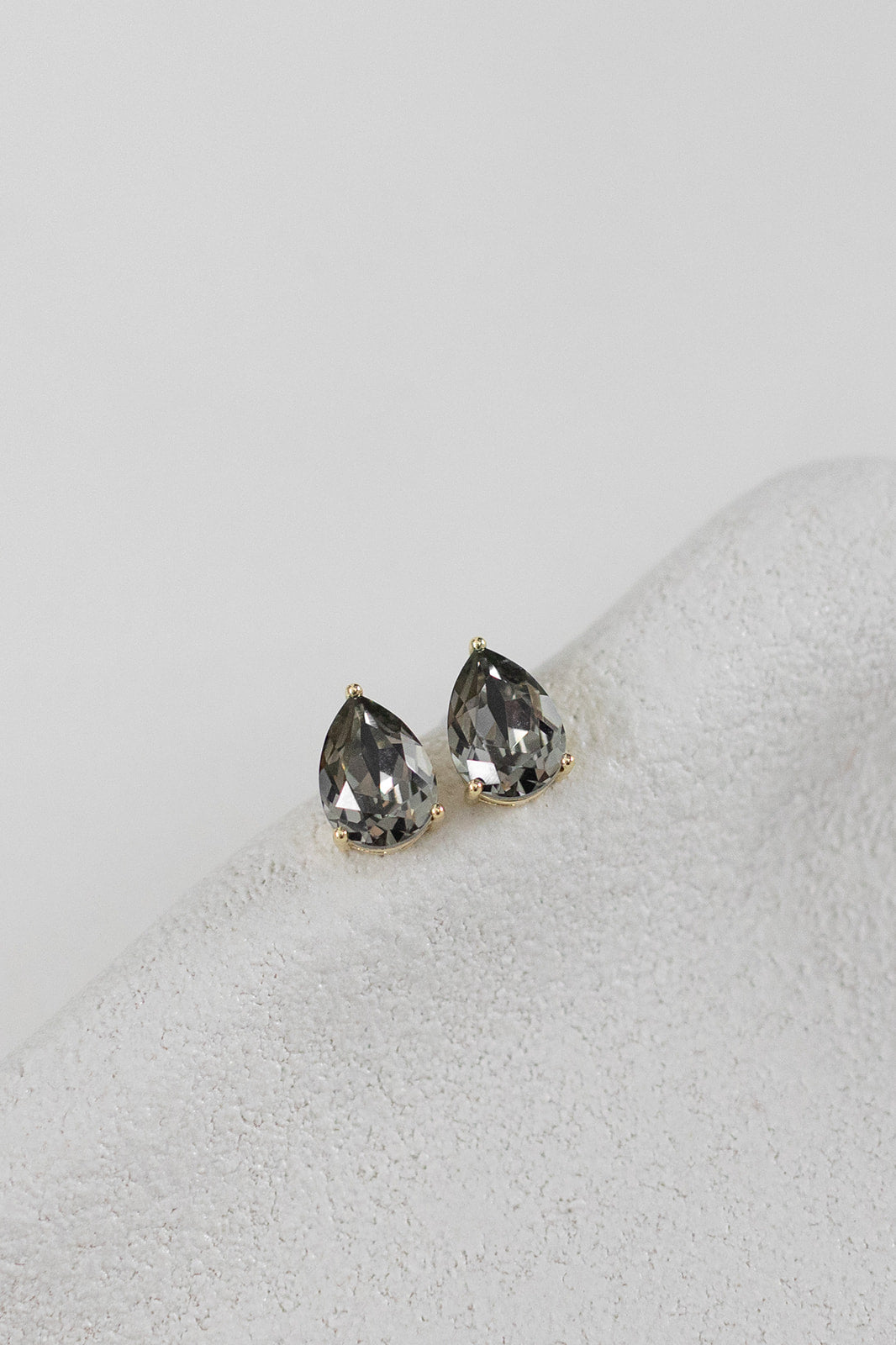 Buy Ruby - Swarovski Crystal Teardrop Stud Clear Crystal Smoke Gold Earrings online | The White Collection Australia