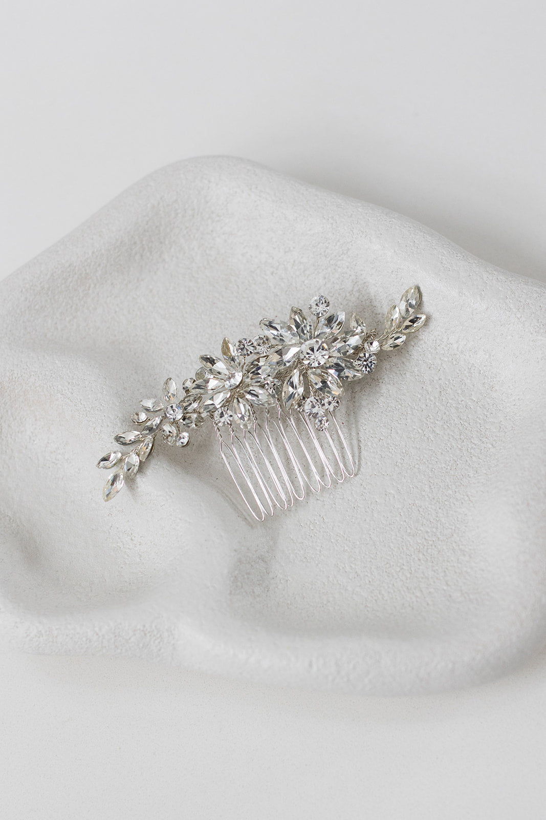 Buy Daisy - Sparkling Crystal Floral & Leaf Bridal Hair Comb online | The White Collection Australia
