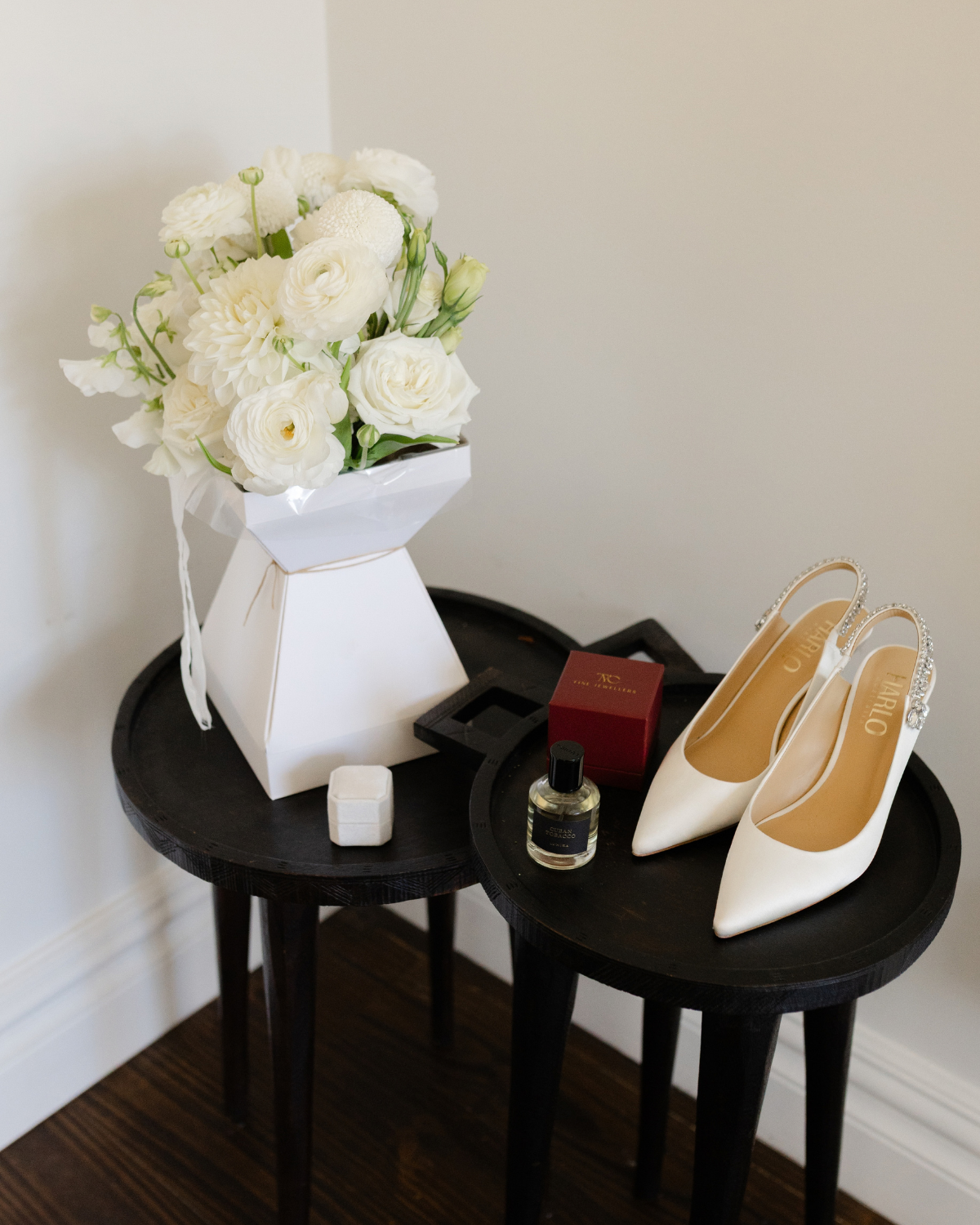 Nina - White Crystal Embellished Sling Back Low Bridal Pump