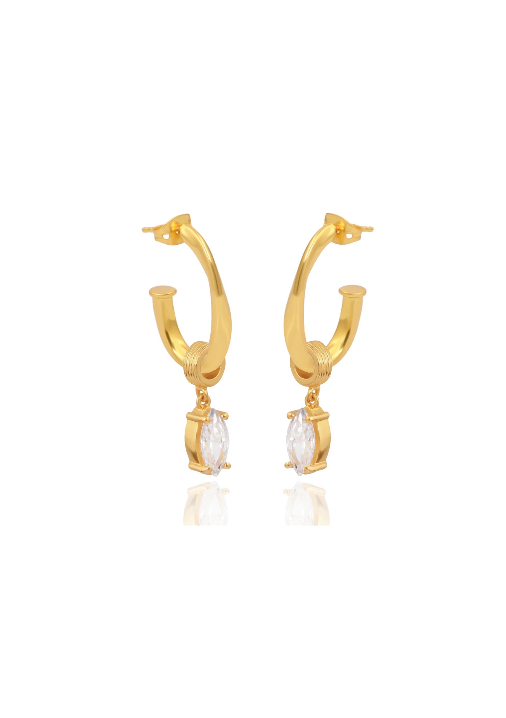 Buy Lola Knight - Indigo - Hoop Earrings with Cubic Zirconia Crystal Charm - 18ct Gold online | The White Collection Australia