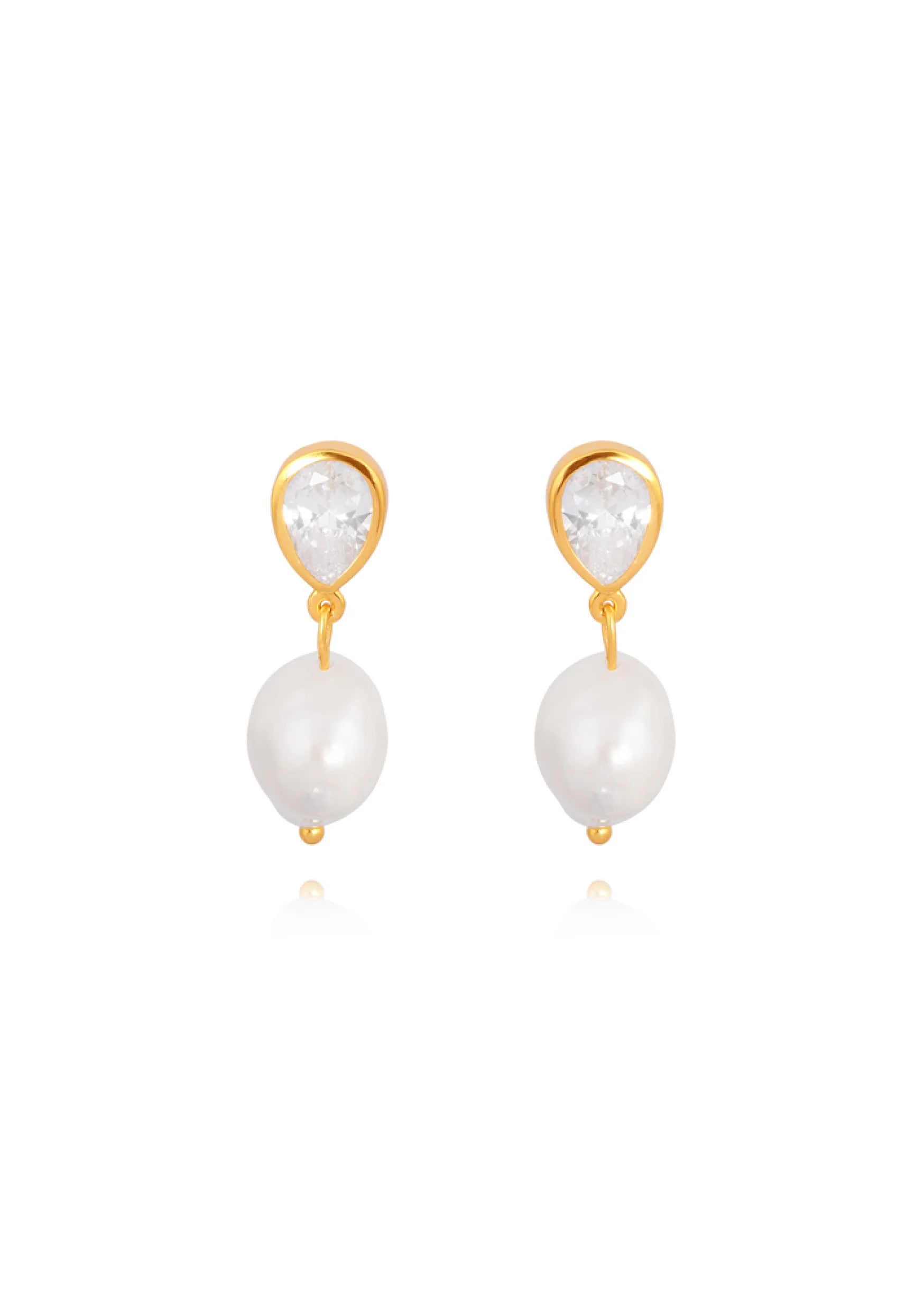Buy Lola Knight - Oceane - Pearl & Teardrop Crystal Earrings - 18K Gold online | The White Collection Australia