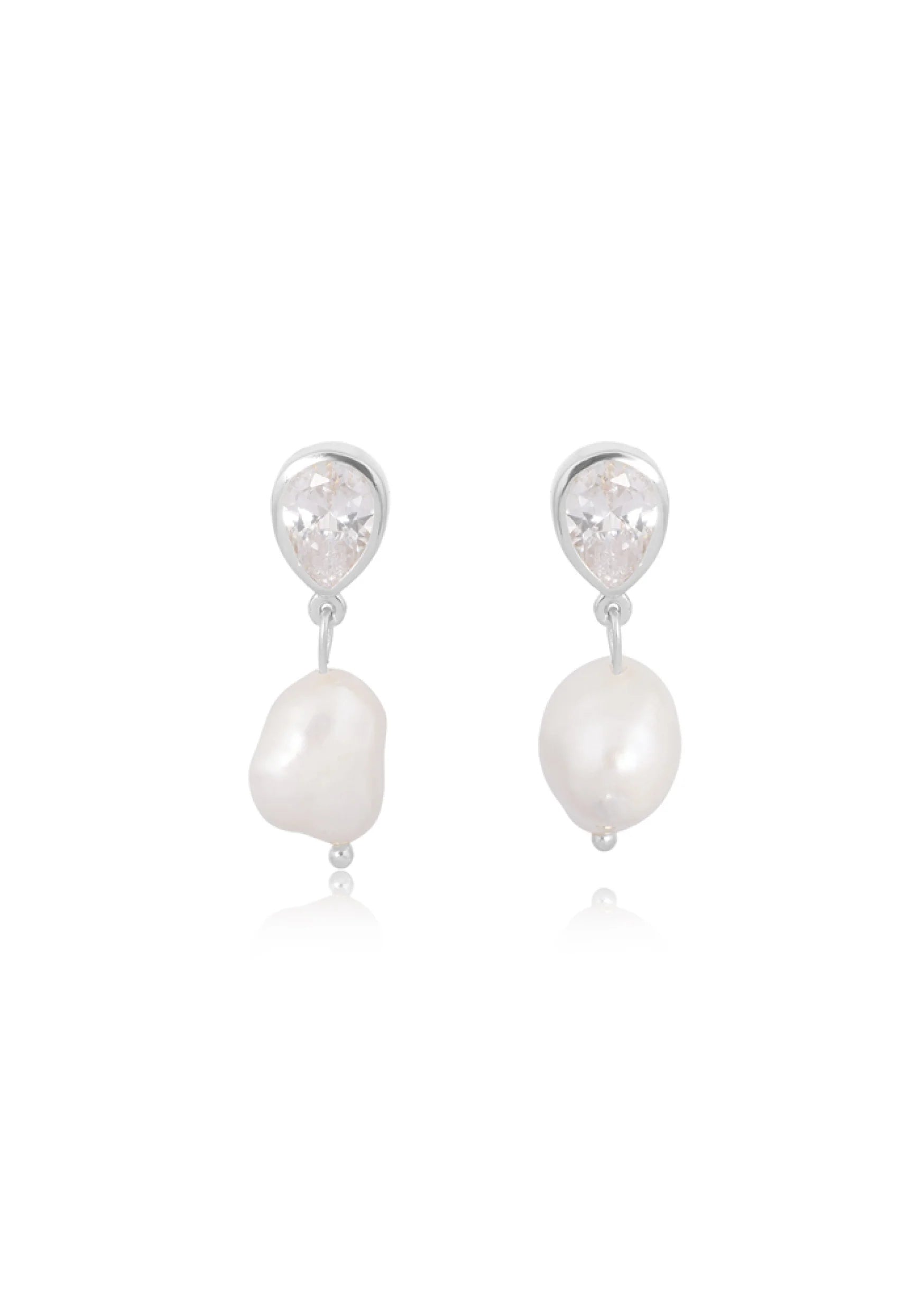 Buy Lola Knight - Oceane - Pearl & Teardrop Crystal Earrings - Silver online | The White Collection Australia