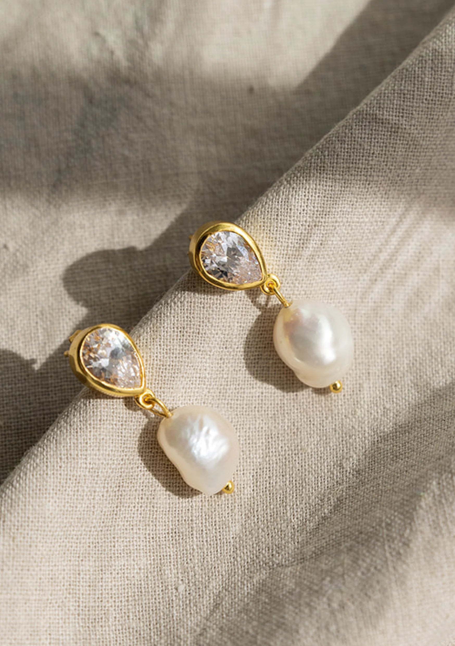 Buy Lola Knight - Oceane - Pearl & Teardrop Crystal Earrings - 18K Gold online | The White Collection Australia