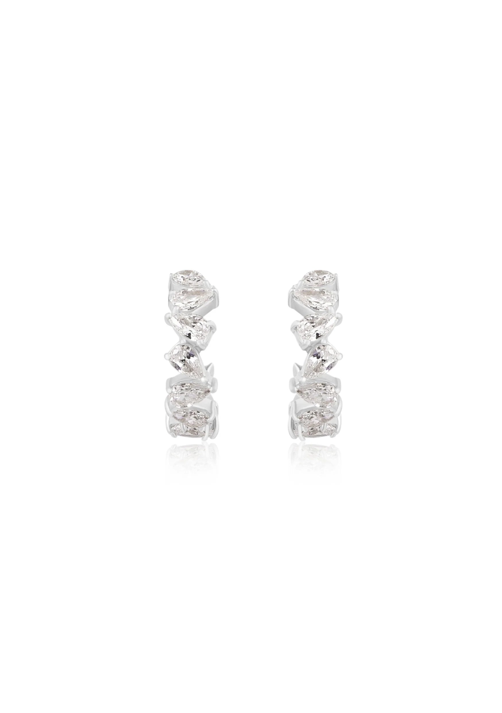 Buy Lola Knight - Olivia - Crystal Bridal Hoop Earrings - Silver online | The White Collection Australia